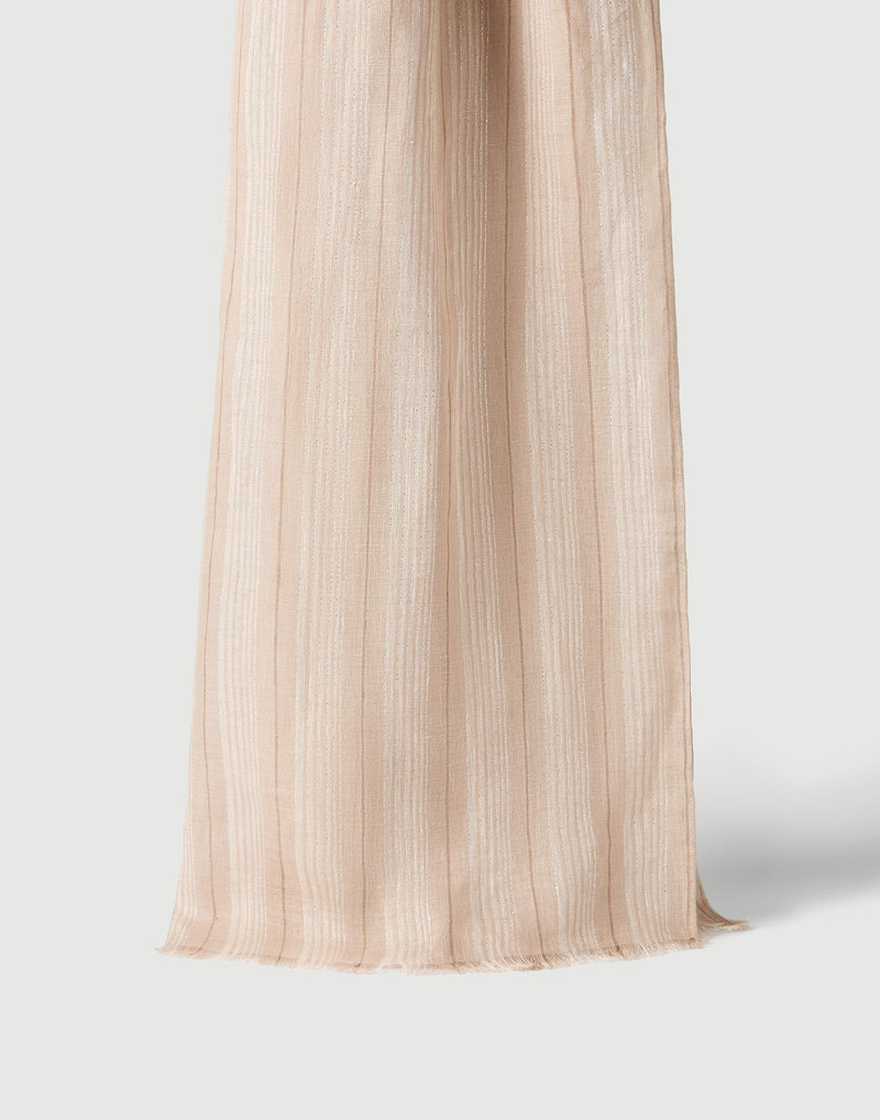 Linen scarf with sparkling regimental stripes 1