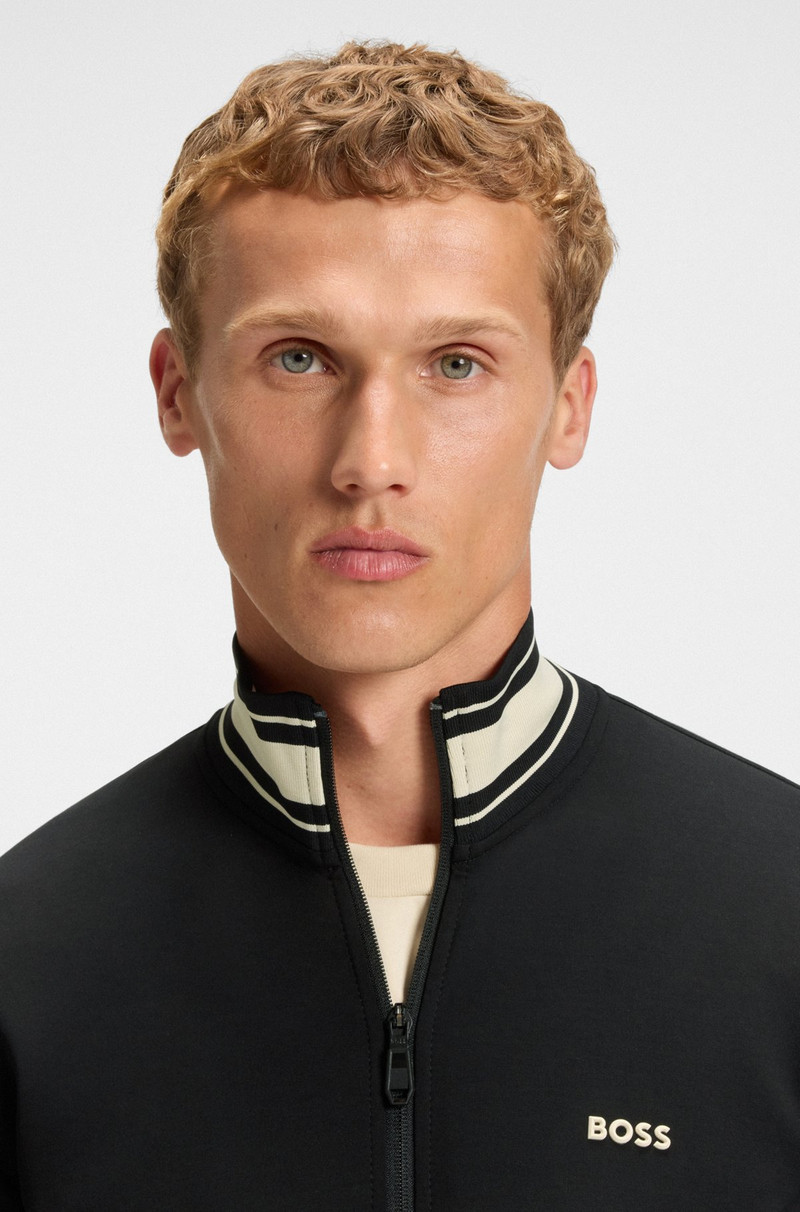 STRIPE-DETAIL ZIP-UP SWEATSHIRT IN A COTTON BLEND 3