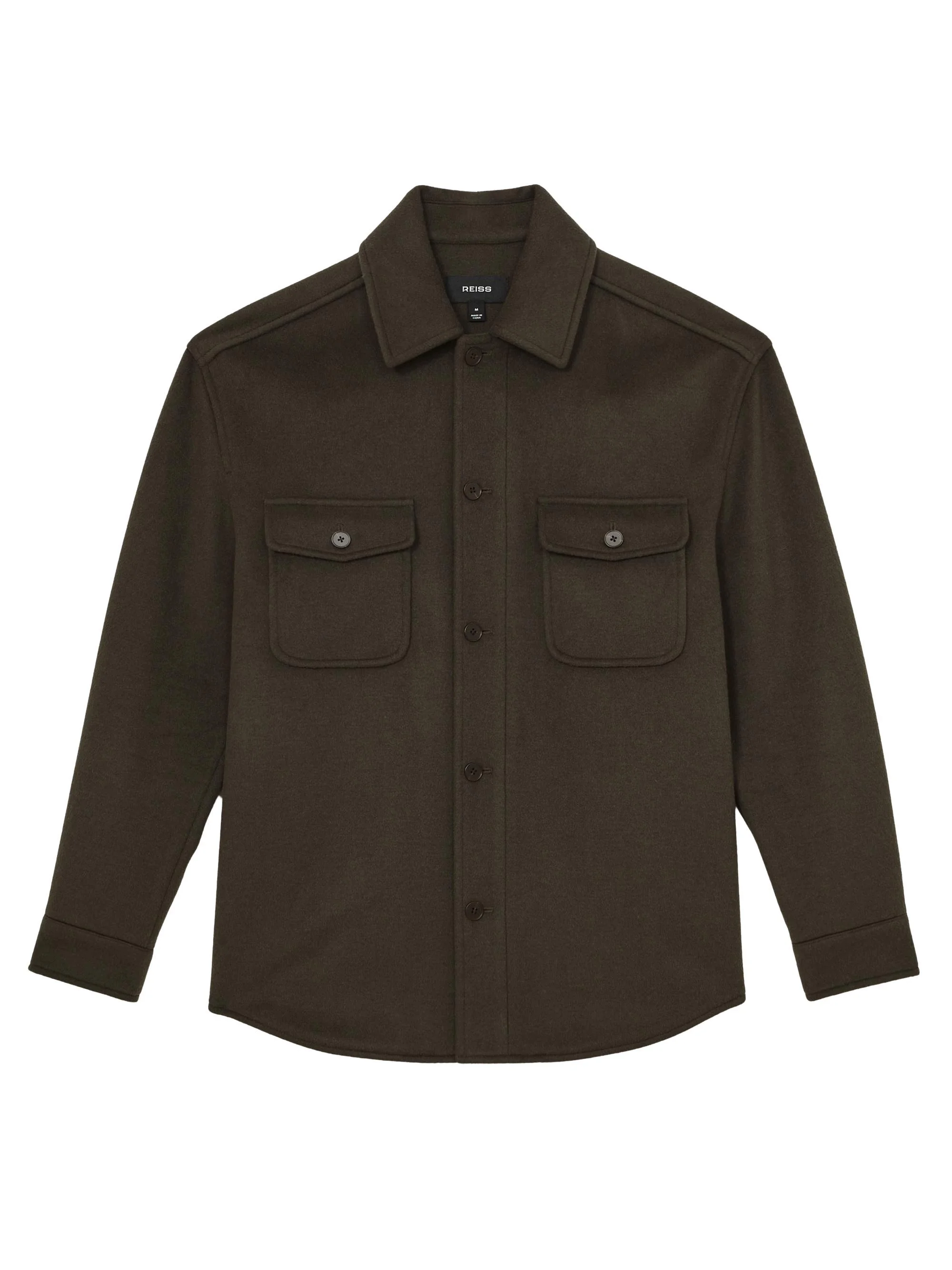 Men's Liam Wool-Blend Overshirt - Khaki Green - 1