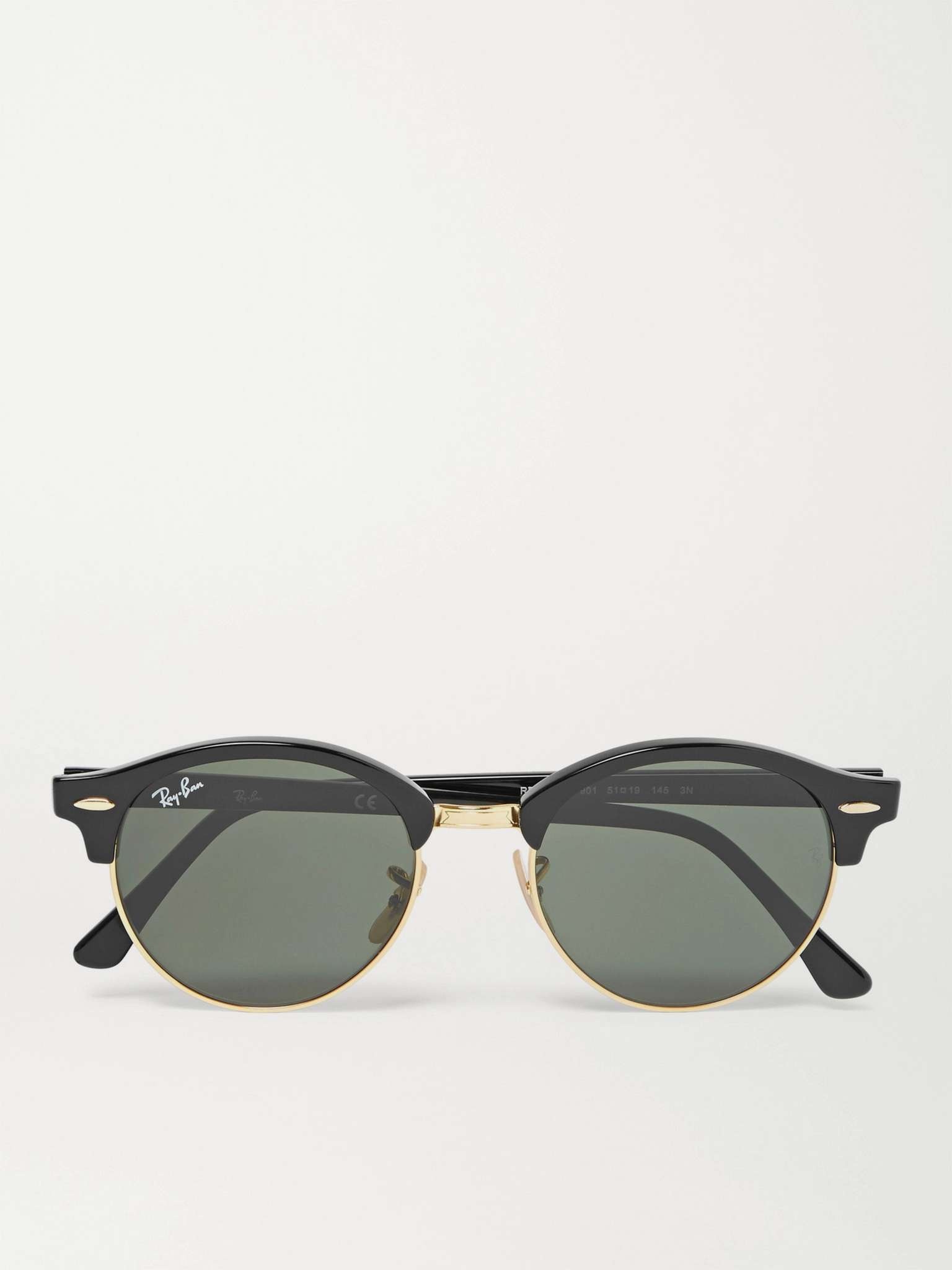 Clubmaster Round-Frame Acetate and Gold-Tone Polarised Sunglasses - 1