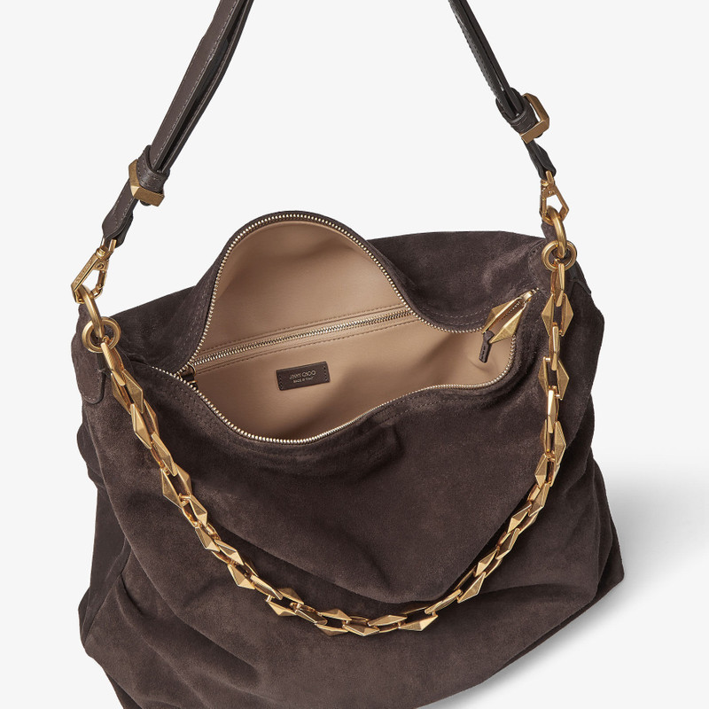 Diamond Soft Hobo/M
Coffee Suede Hobo Bag with Chain Strap 5