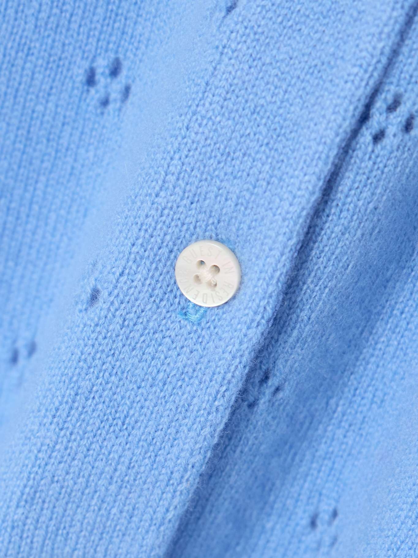 Jane pointelle-knit cashmere cardigan Sky blue - 5