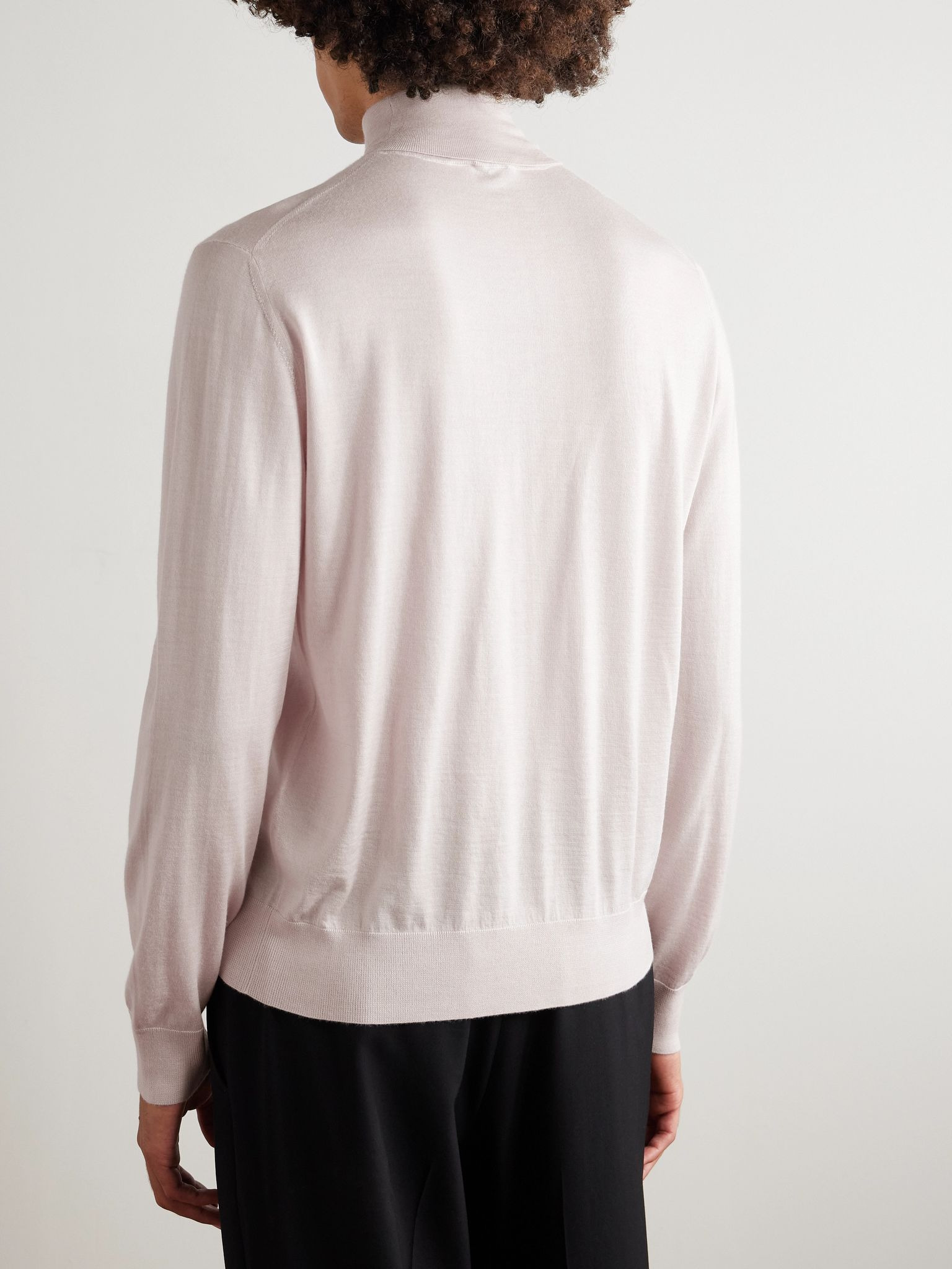 Cashmere and Silk-Blend Rollneck Sweater Ecru - 4