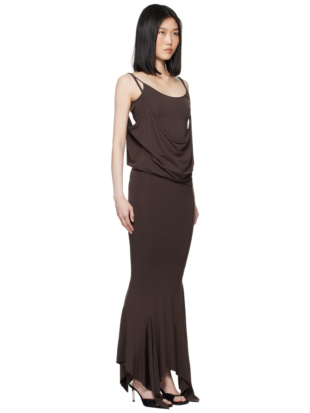 Brown Layered Midi Dress - 2