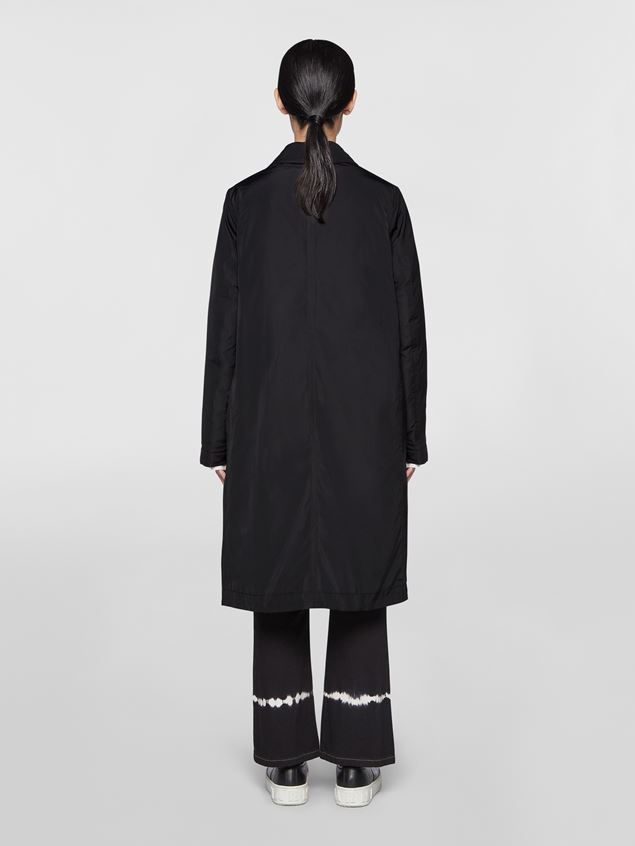 MICRO FAILLE LONG DOWN PARKA WITH REMOVABLE LEATHER BELT - 3