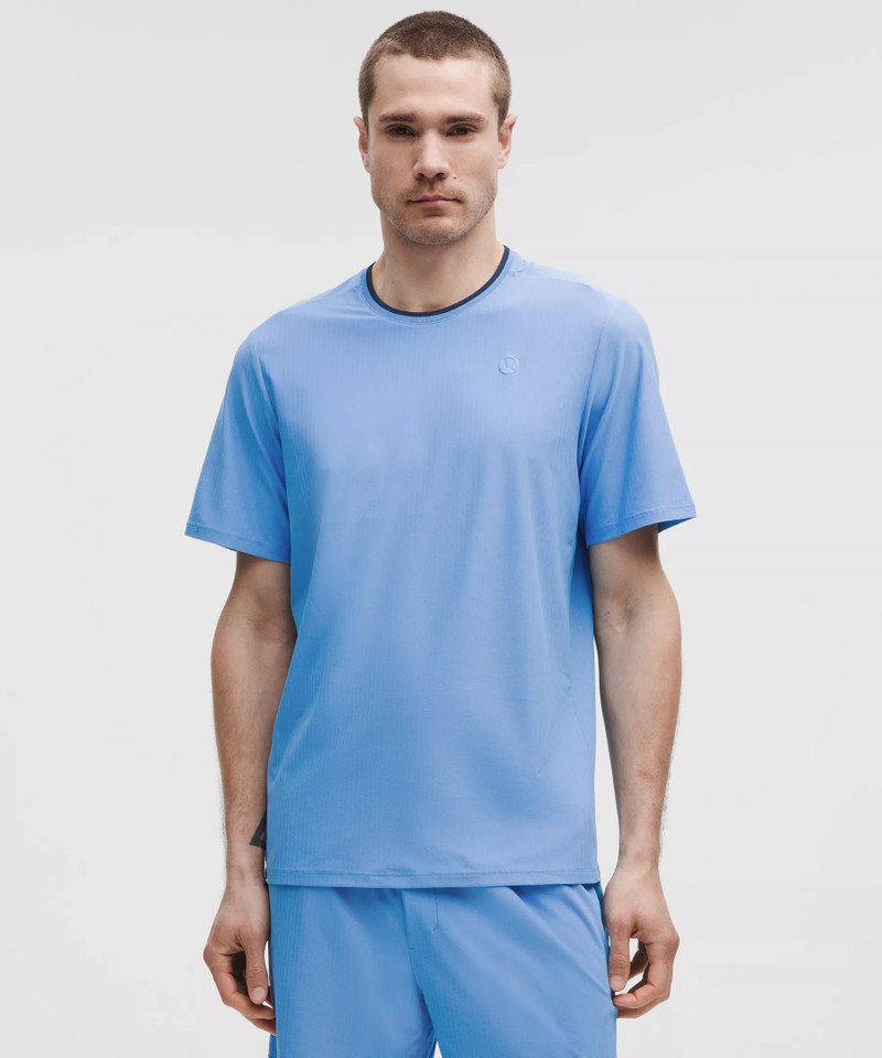 UV-Protective Striped Mesh Tennis T-Shirt 1