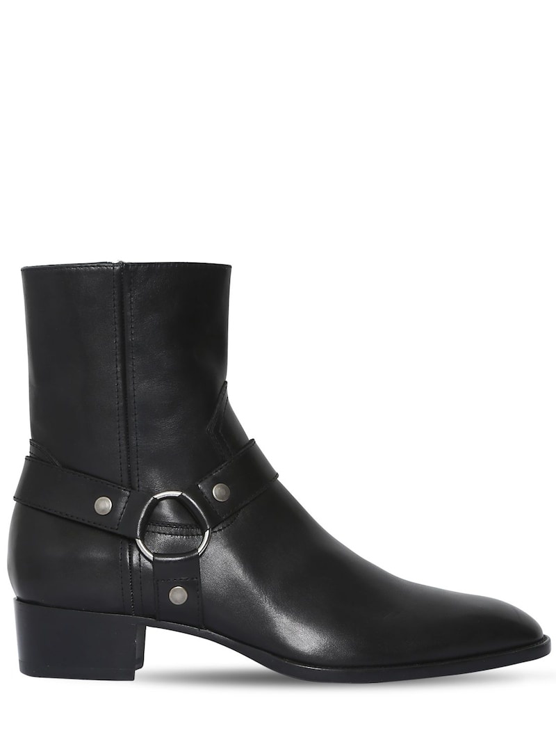 40MM WYATT BELTED LEATHER CROPPED BOOTS - 1