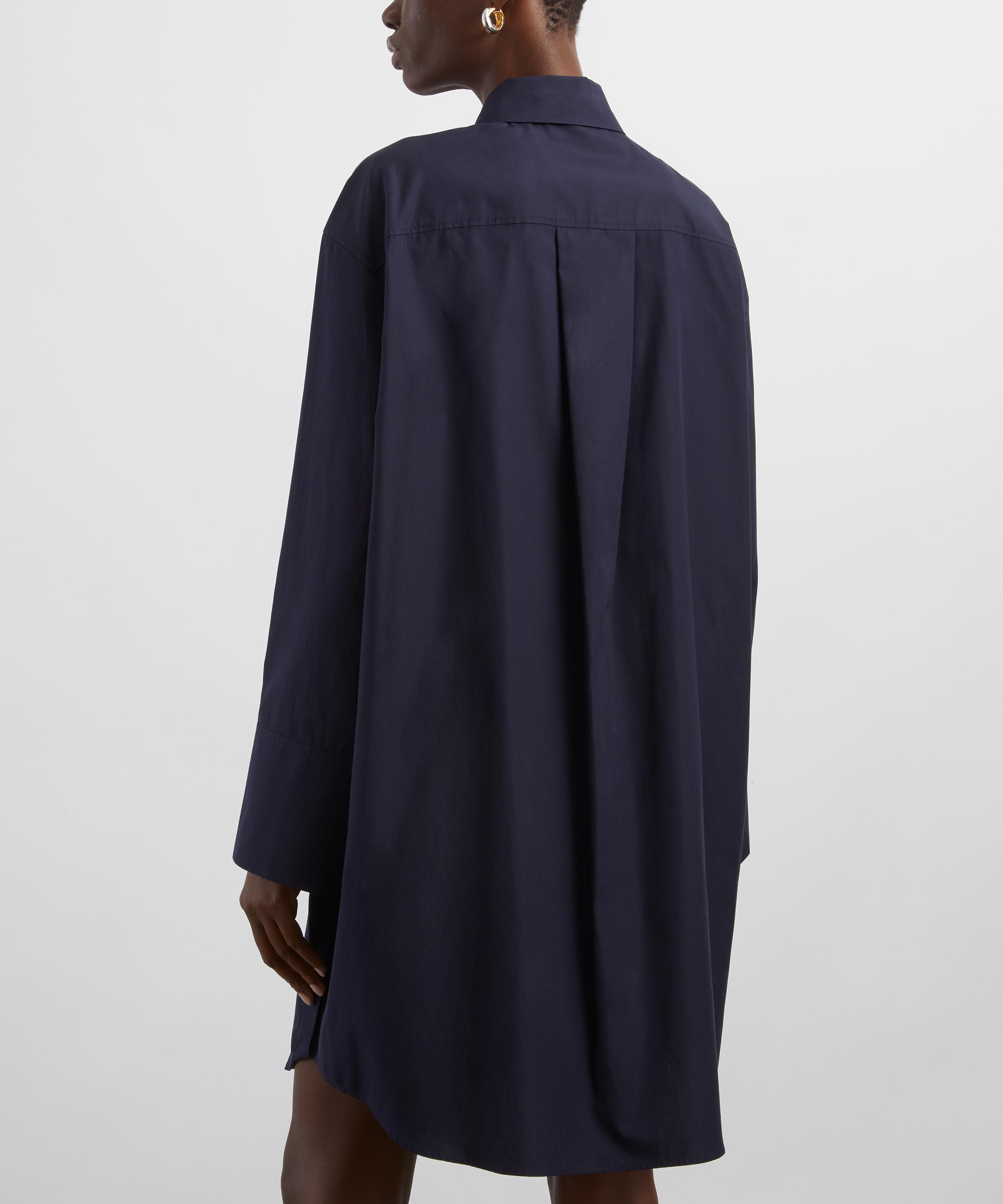 Navy Silk Shirt Dress - 4