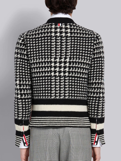 Thom Browne Black and White Prince of Wales Shetland Wool Jacquard V-neck Cardigan outlook