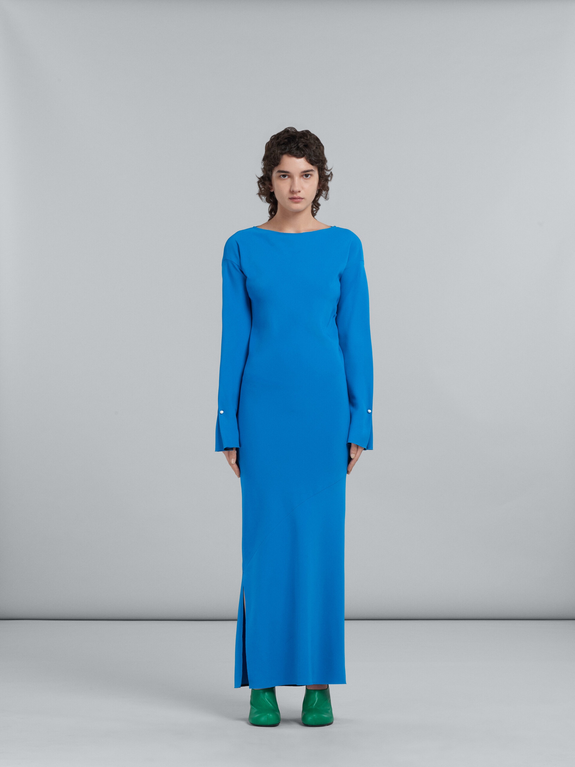 BLUE STRETCH CADY LONG DRESS - 2