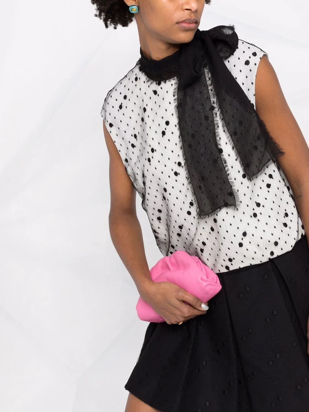 pussy-bow polka dot dress - 5