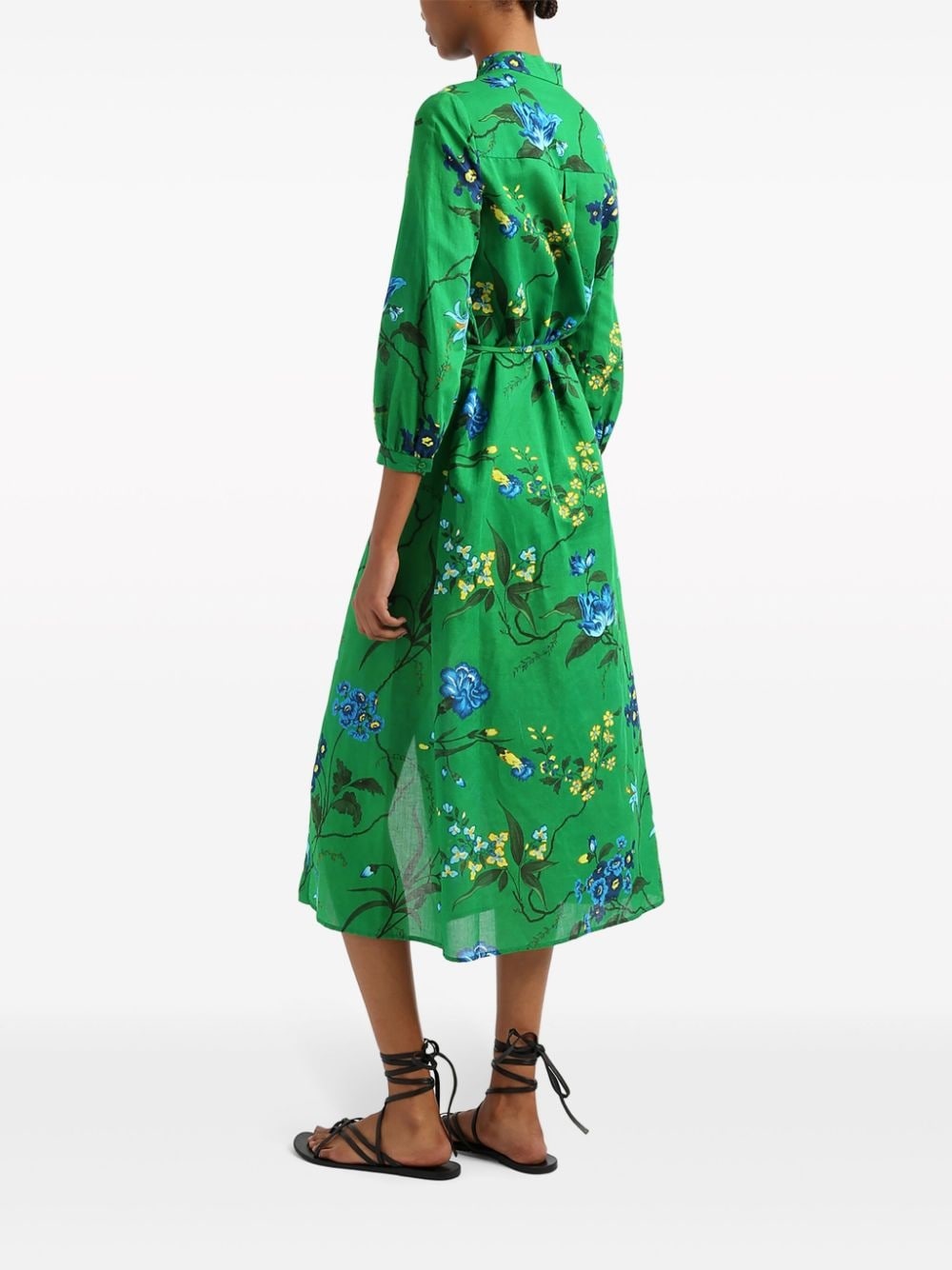 floral-print belted midi dress - 4