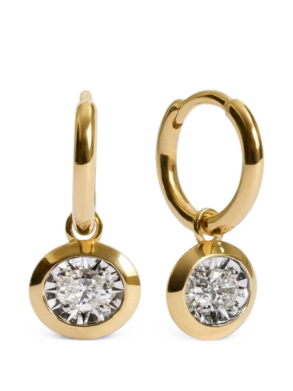 Oval diamond huggie earrings - 1