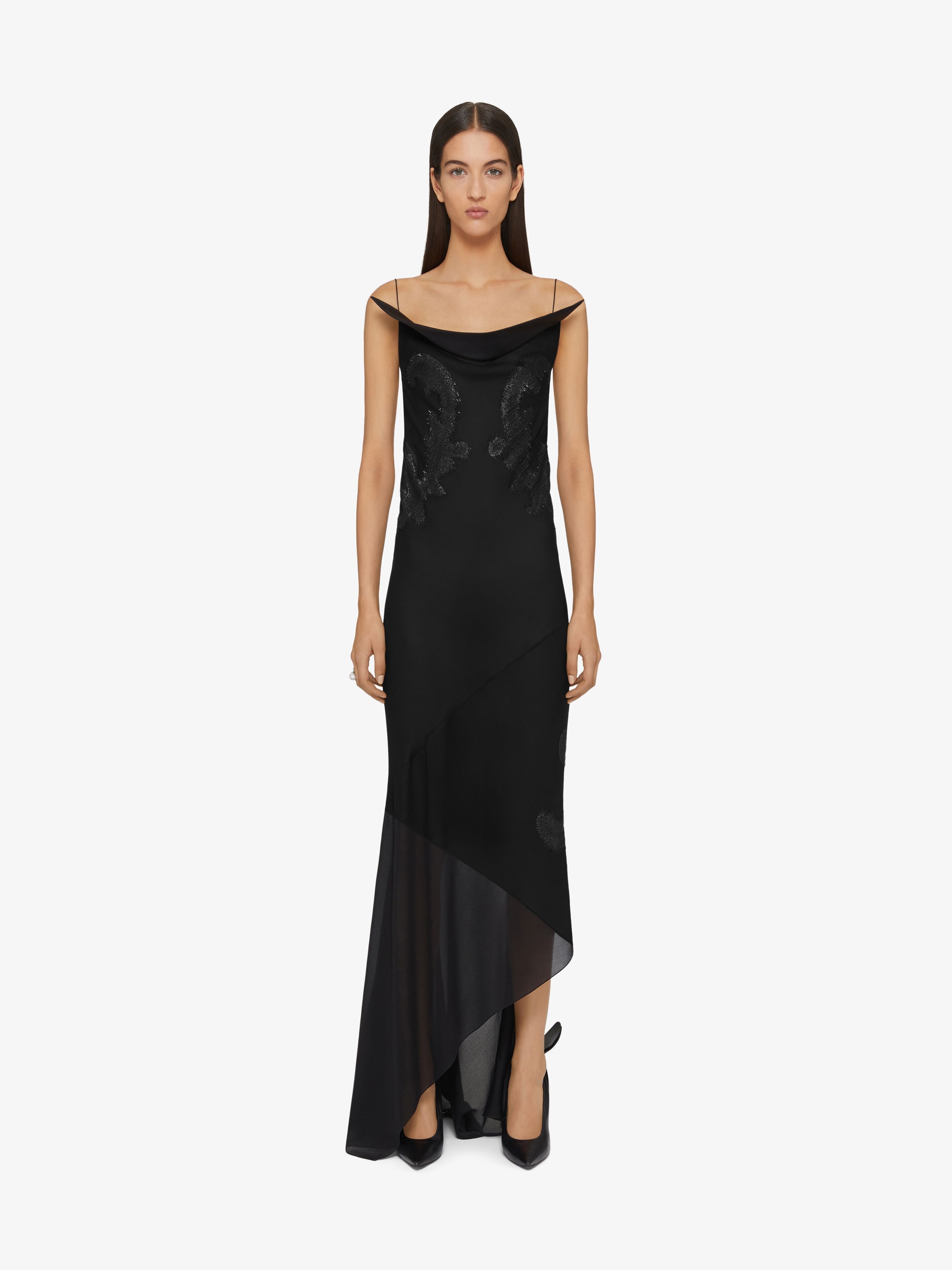 EVENING DRESS IN SILK WITH LUREX CUT THREAD EMBROIDERY - 2