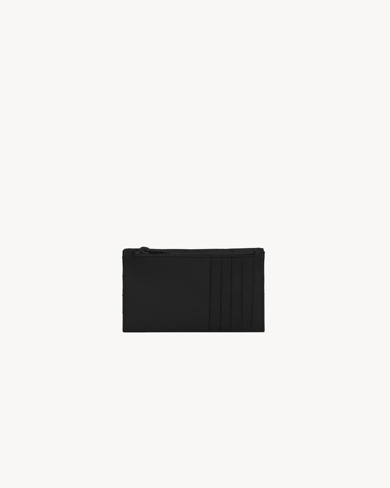 SAINT LAURENT CASSANDRE MATELASSÉ FRAGMENTS FLAP CARD CASE IN GRAIN DE POUDRE LEATHER outlook