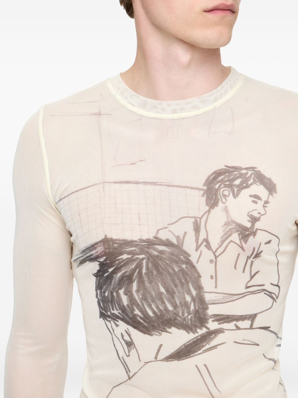 sketch-mesh long-sleeve T-shirt - 5