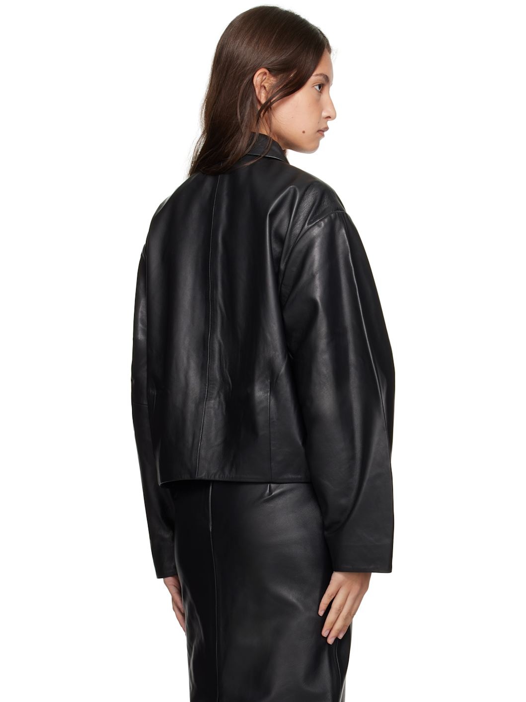 Black Cocoon Leather Jacket - 3