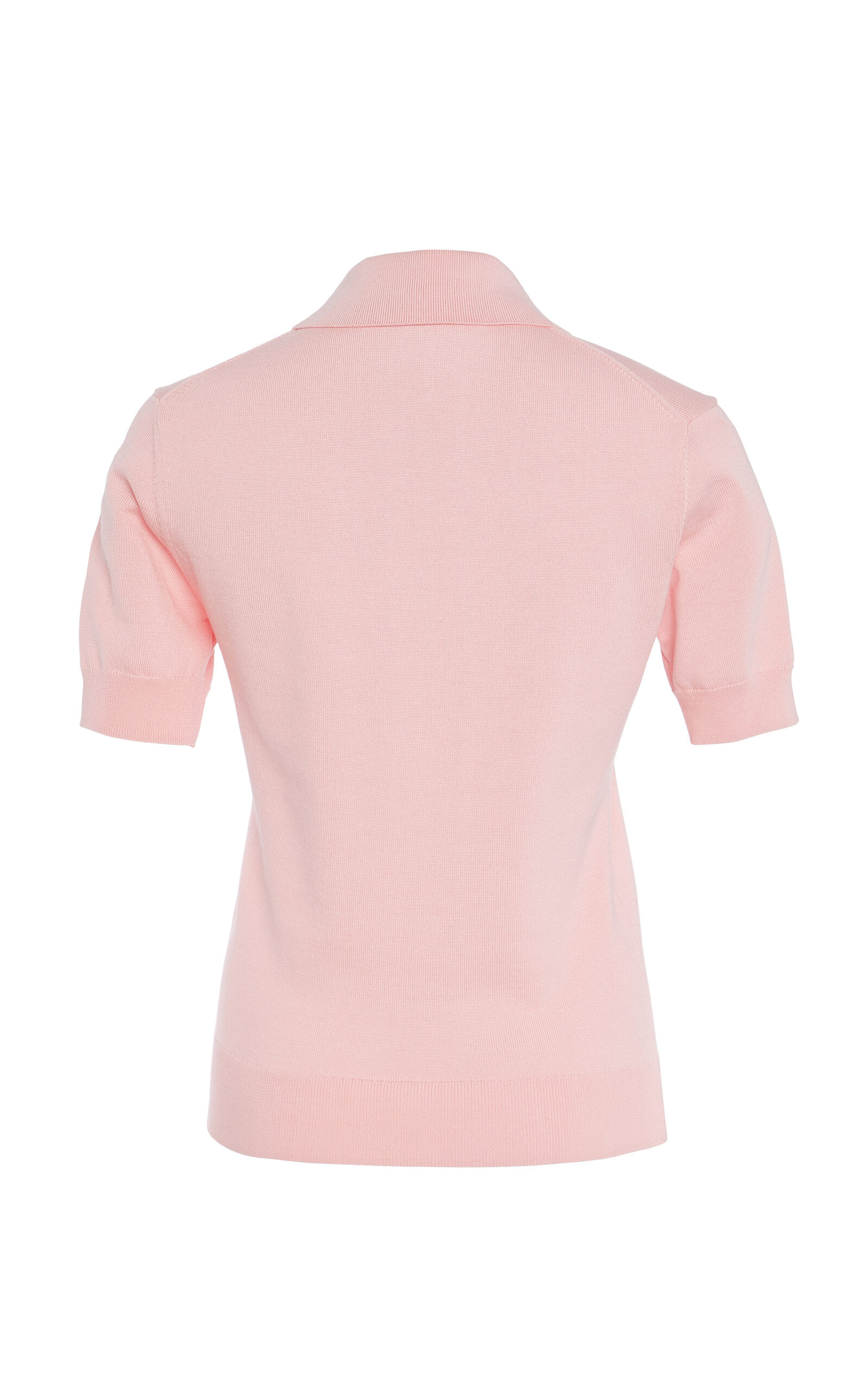Silk-Cotton Knit Polo Top pink - 5