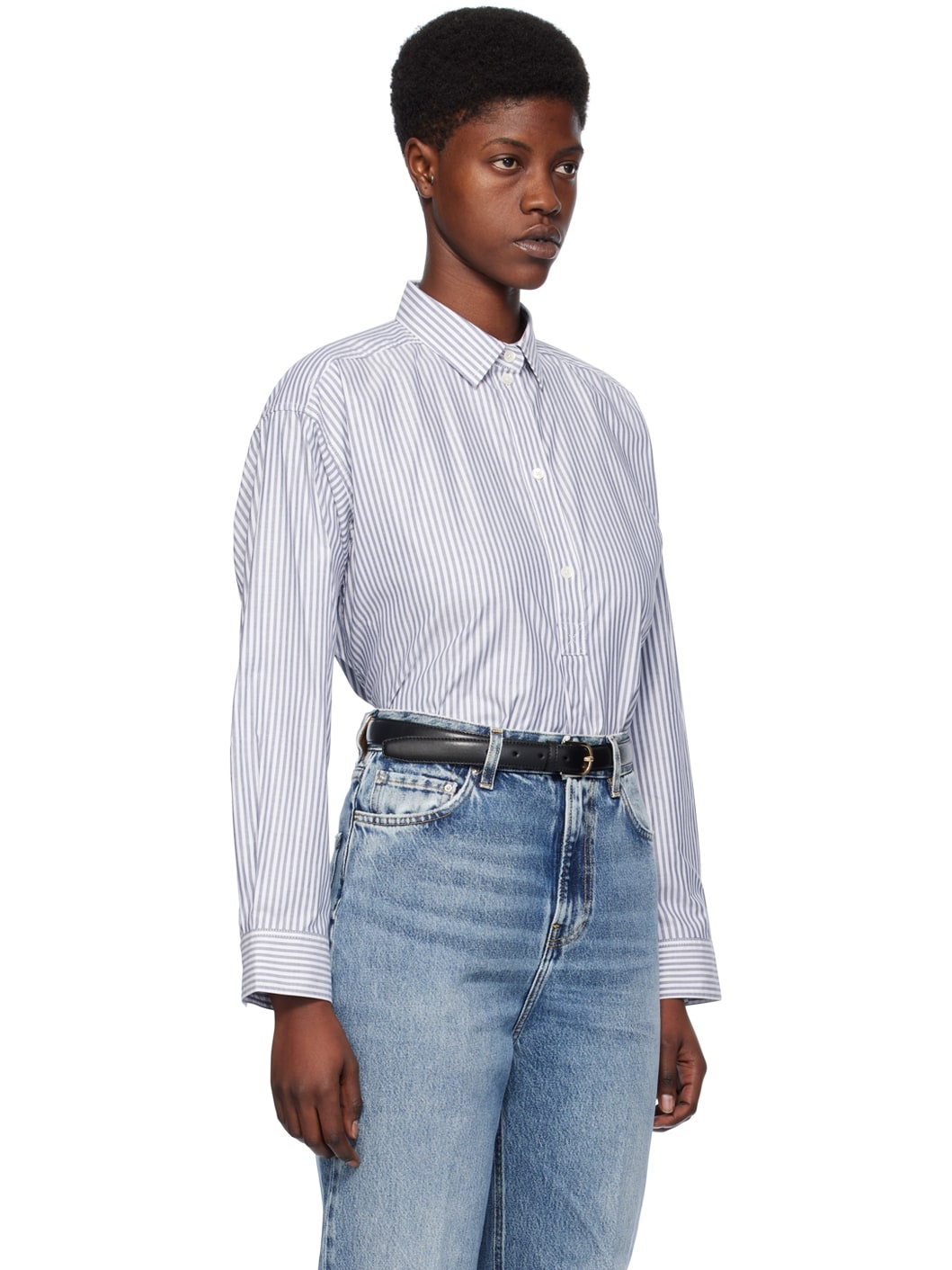 Blue & White Striped Shirt - 2