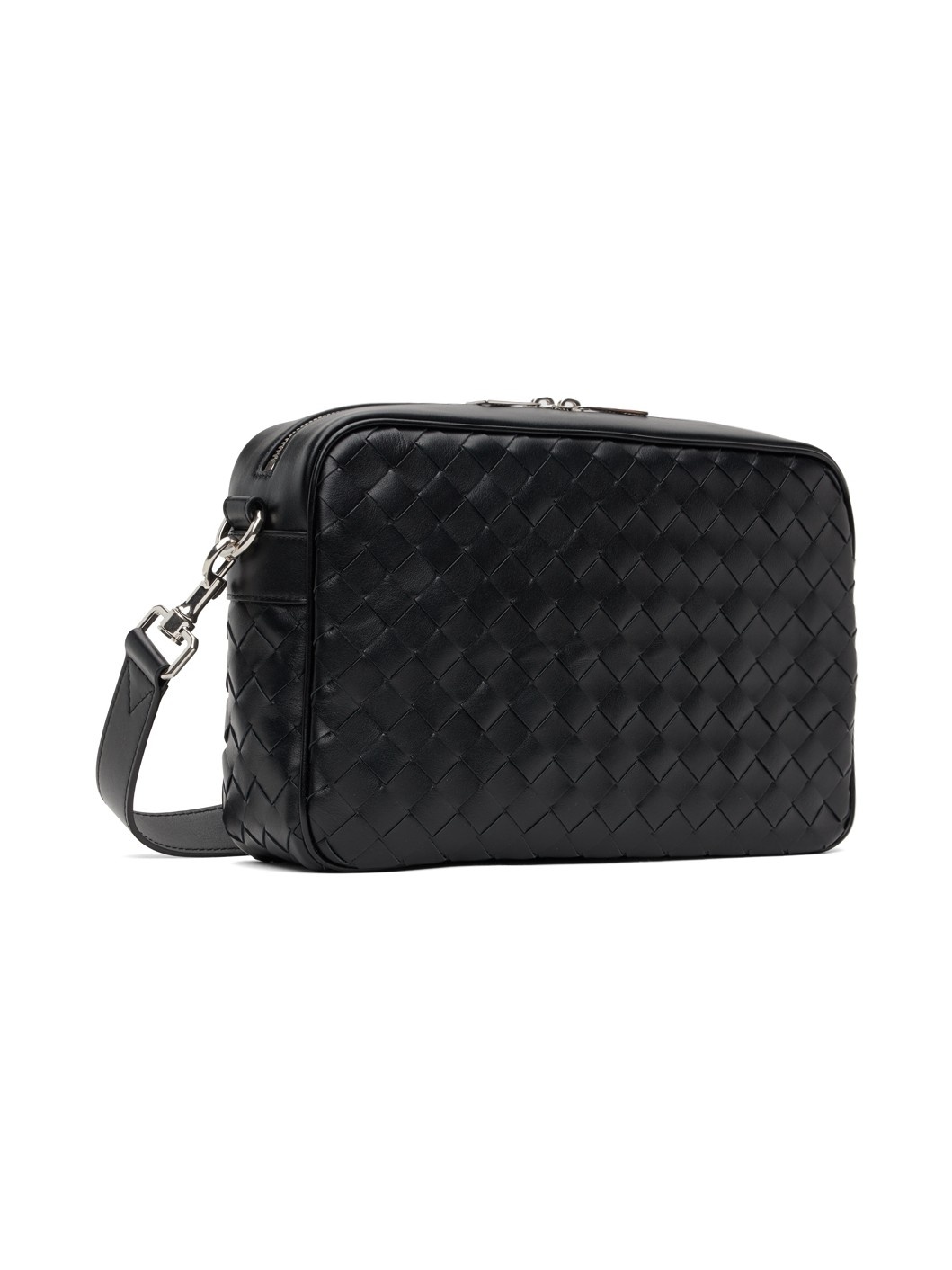 Black Leather Messenger Bag - 2