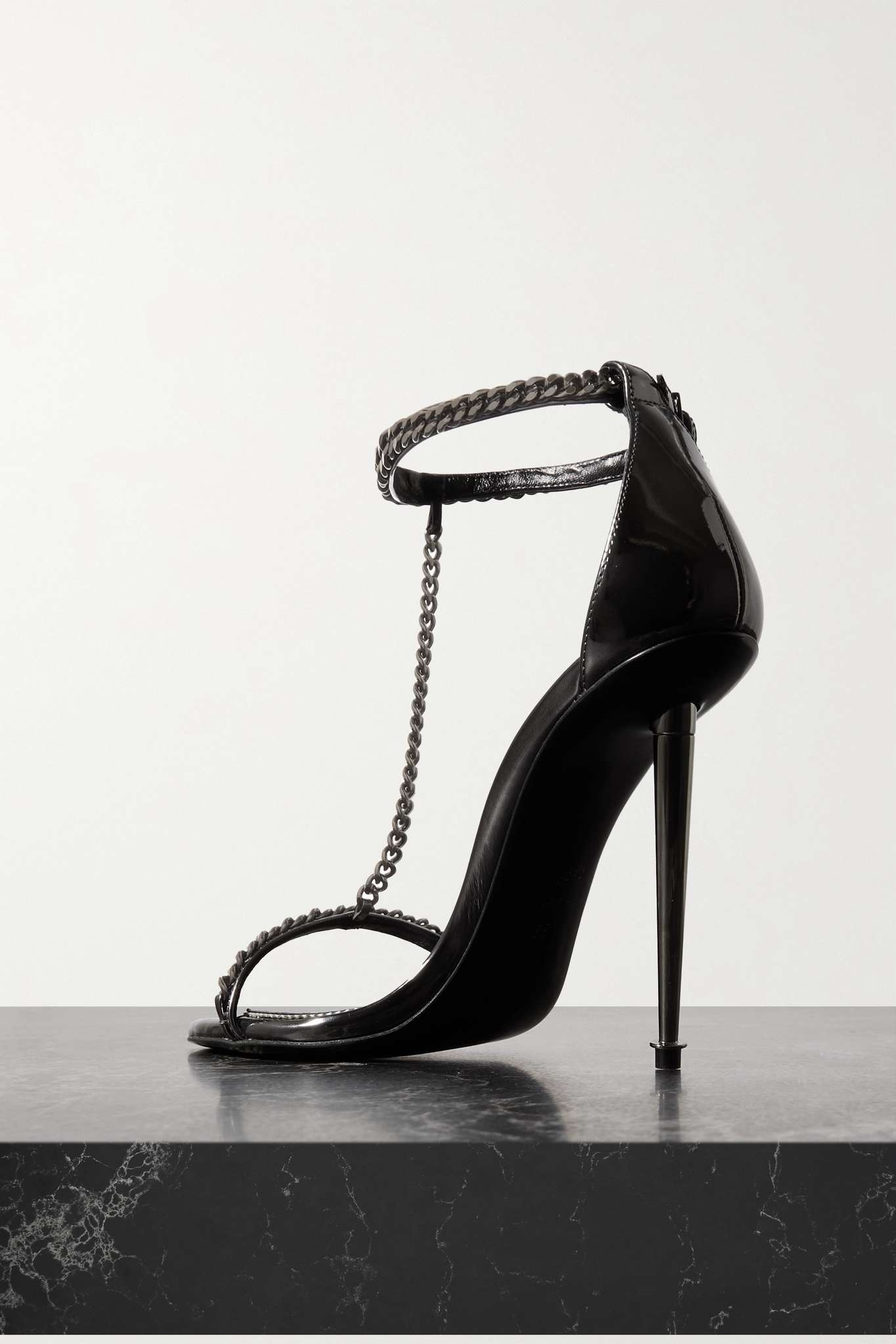 Padlock Chain embellished mirrored-leather sandals - 3
