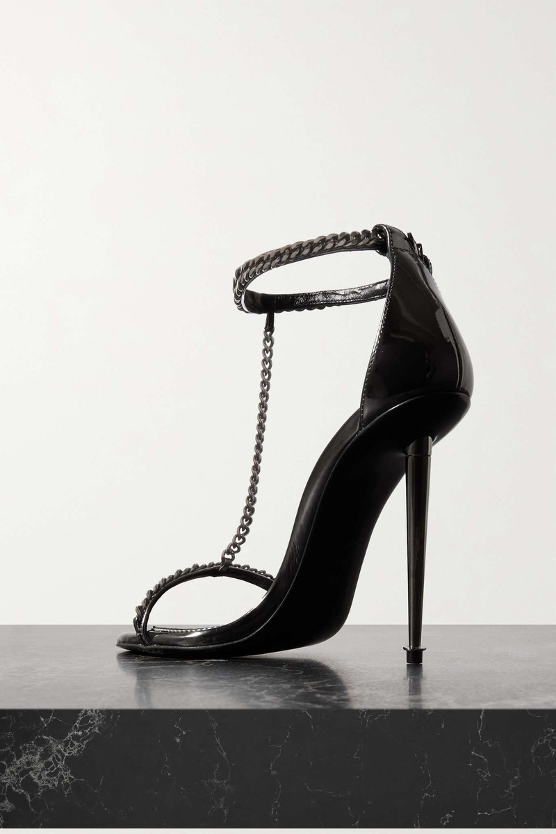 Padlock Chain embellished mirrored-leather sandals 3