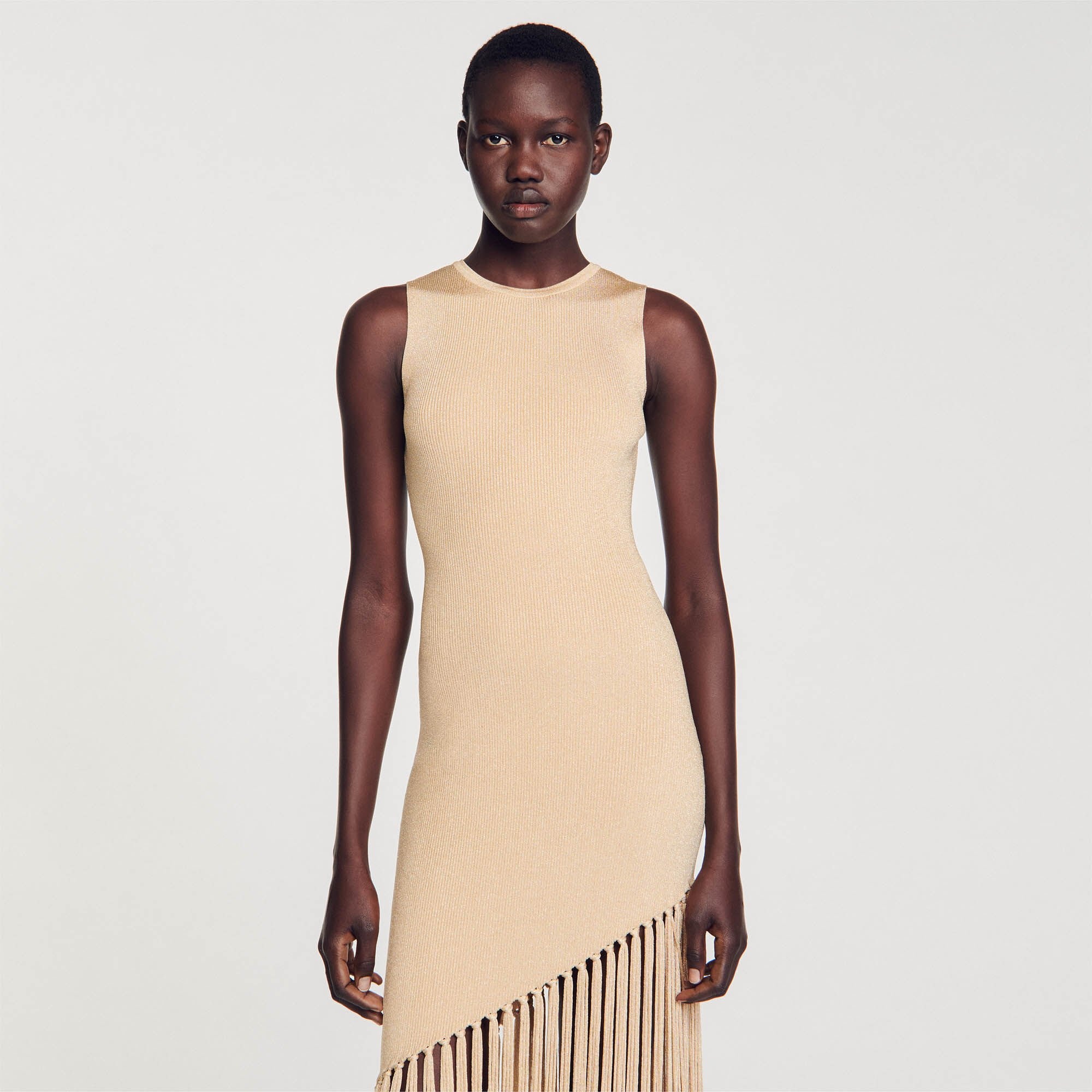 ASYMMETRICAL FRINGED MAXI DRESS - 5