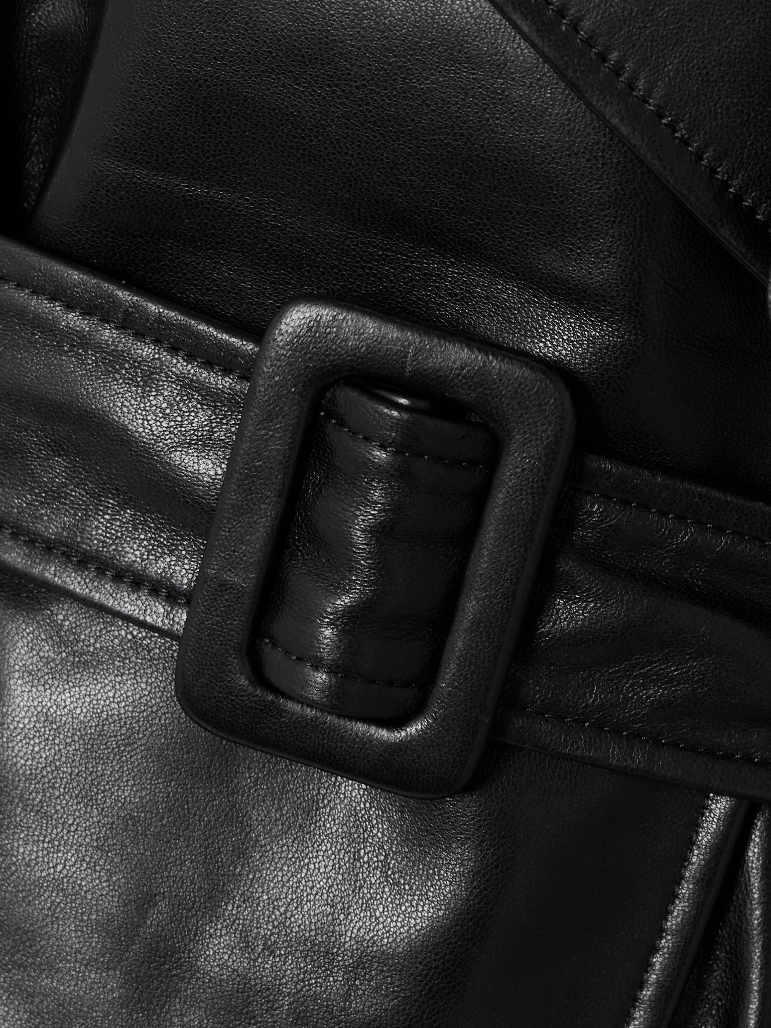Brea oversized belted leather jacket Black - 5