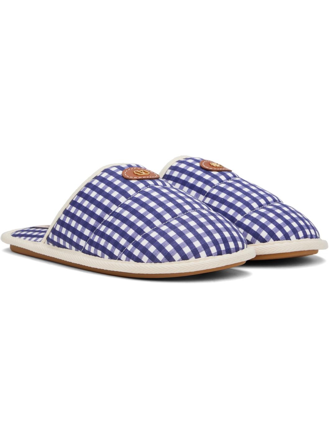 Blue & White 'Ta Chambre' Slippers - 4