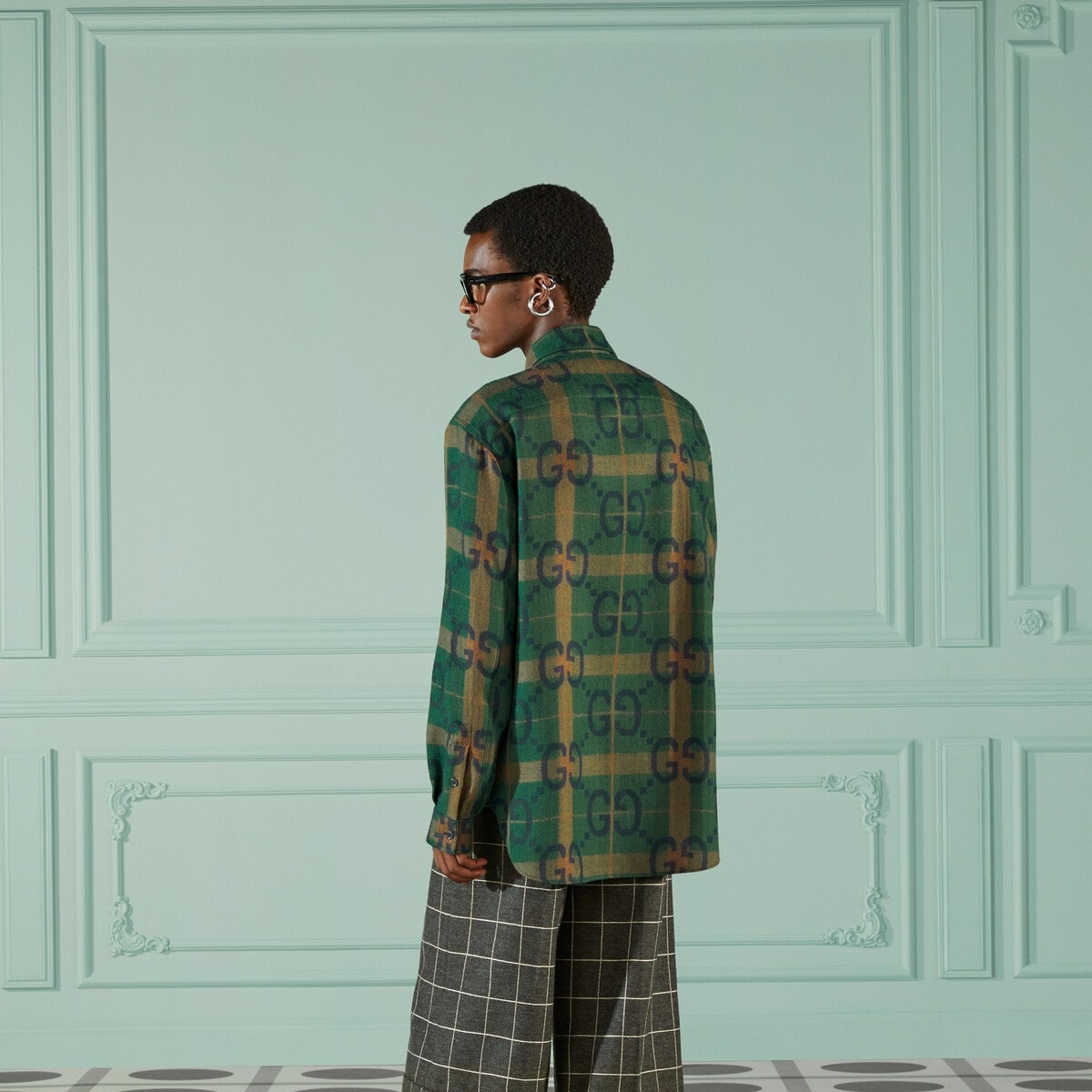 Jumbo GG check wool shirt - 6