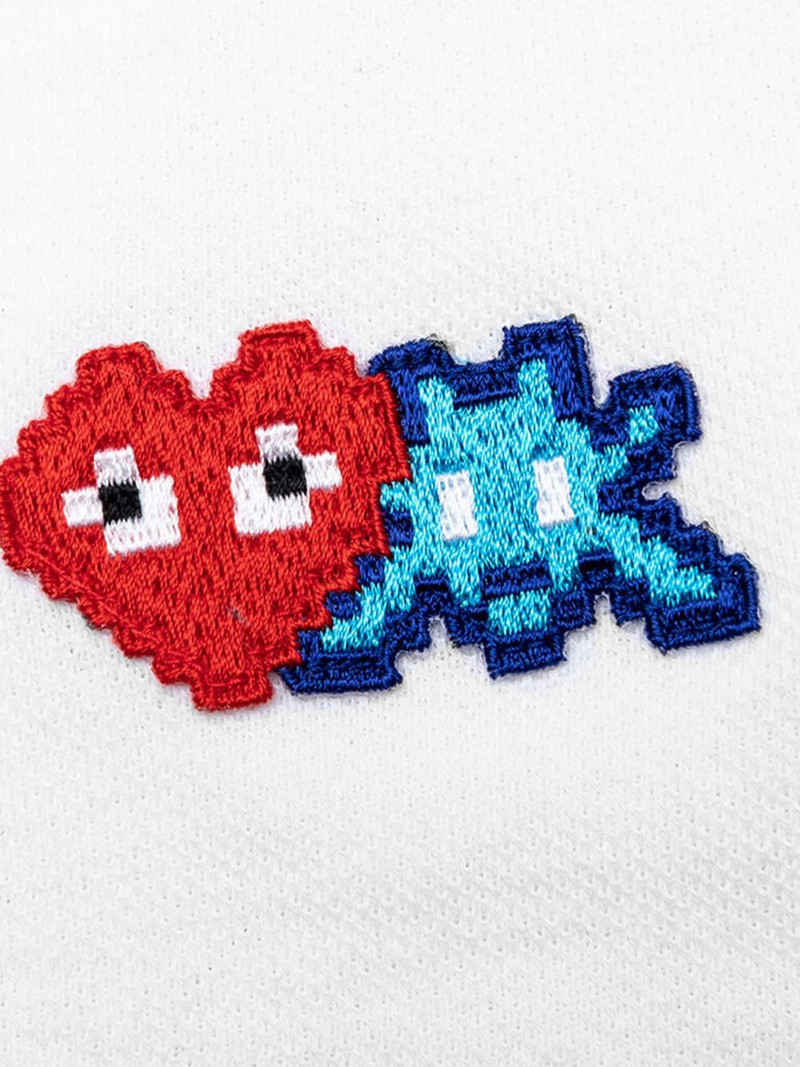 x Invader pixel-heart embroidered polo shirt 3