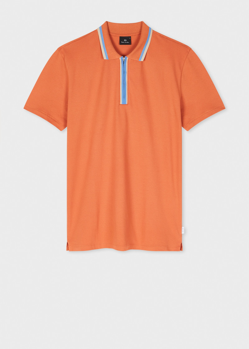 Organic Cotton Orange Zip-Neck Polo Shirt 1