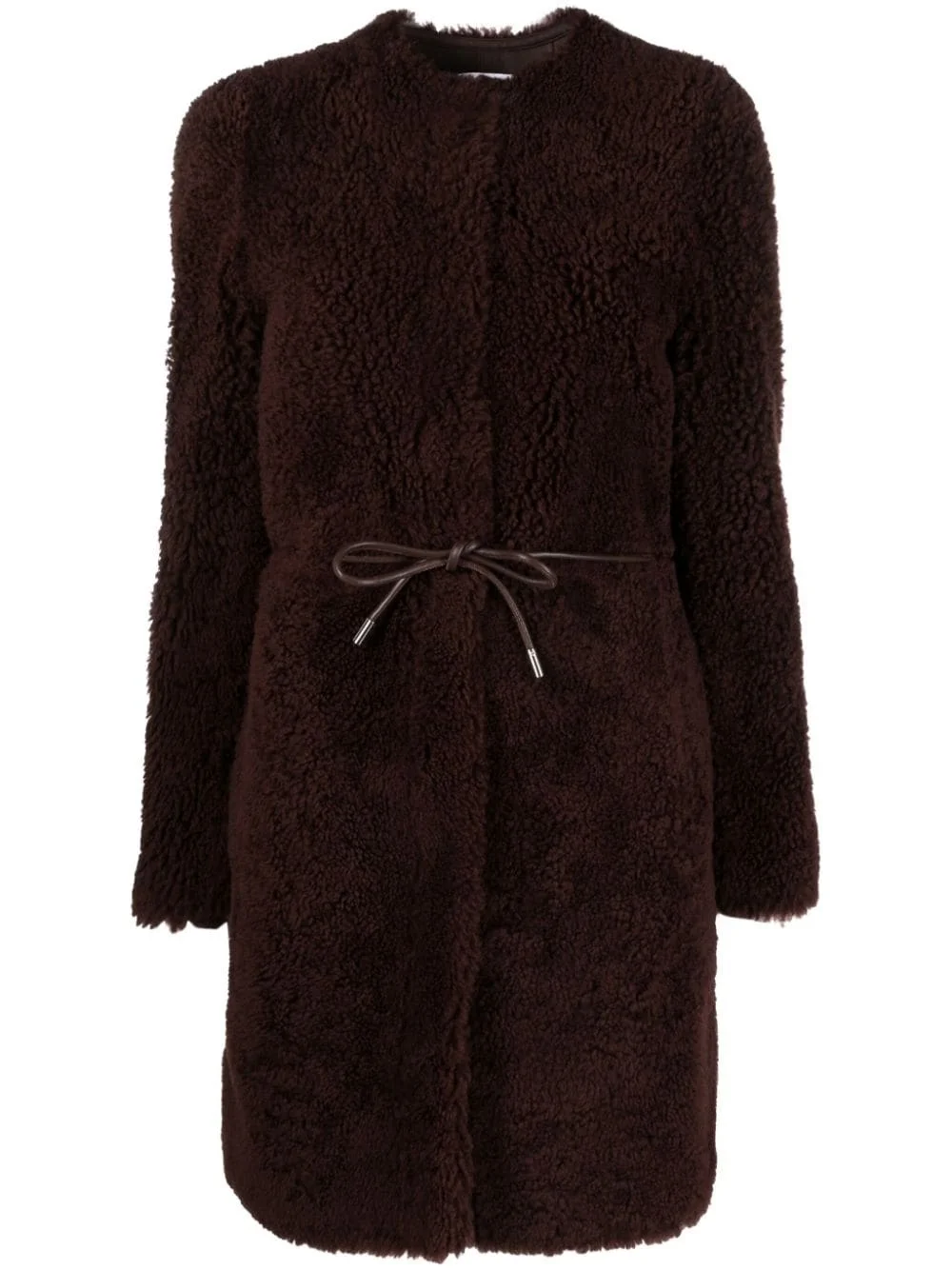 belted shearling coat - 1
