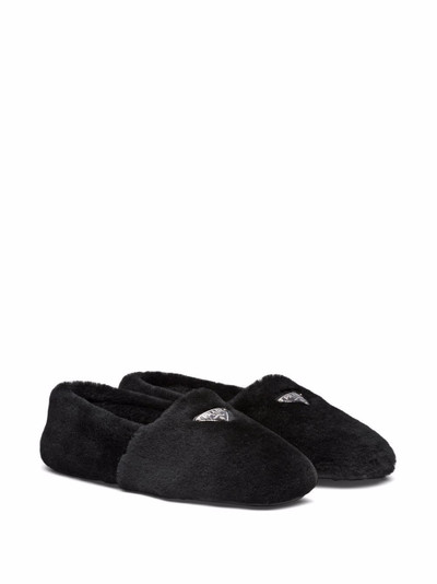 Prada logo shearling slippers outlook