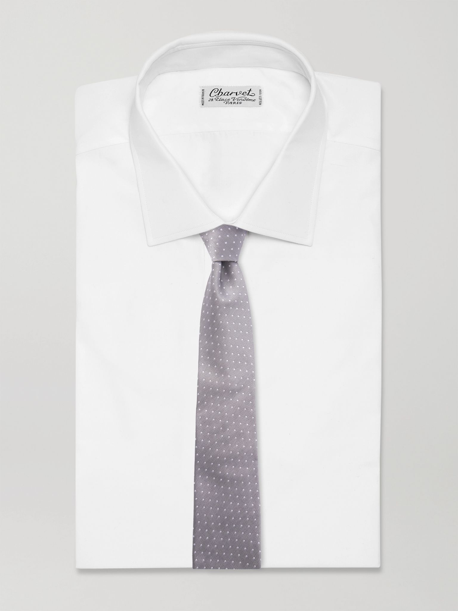 8cm Polka-Dot Silk Tie Gray - 2