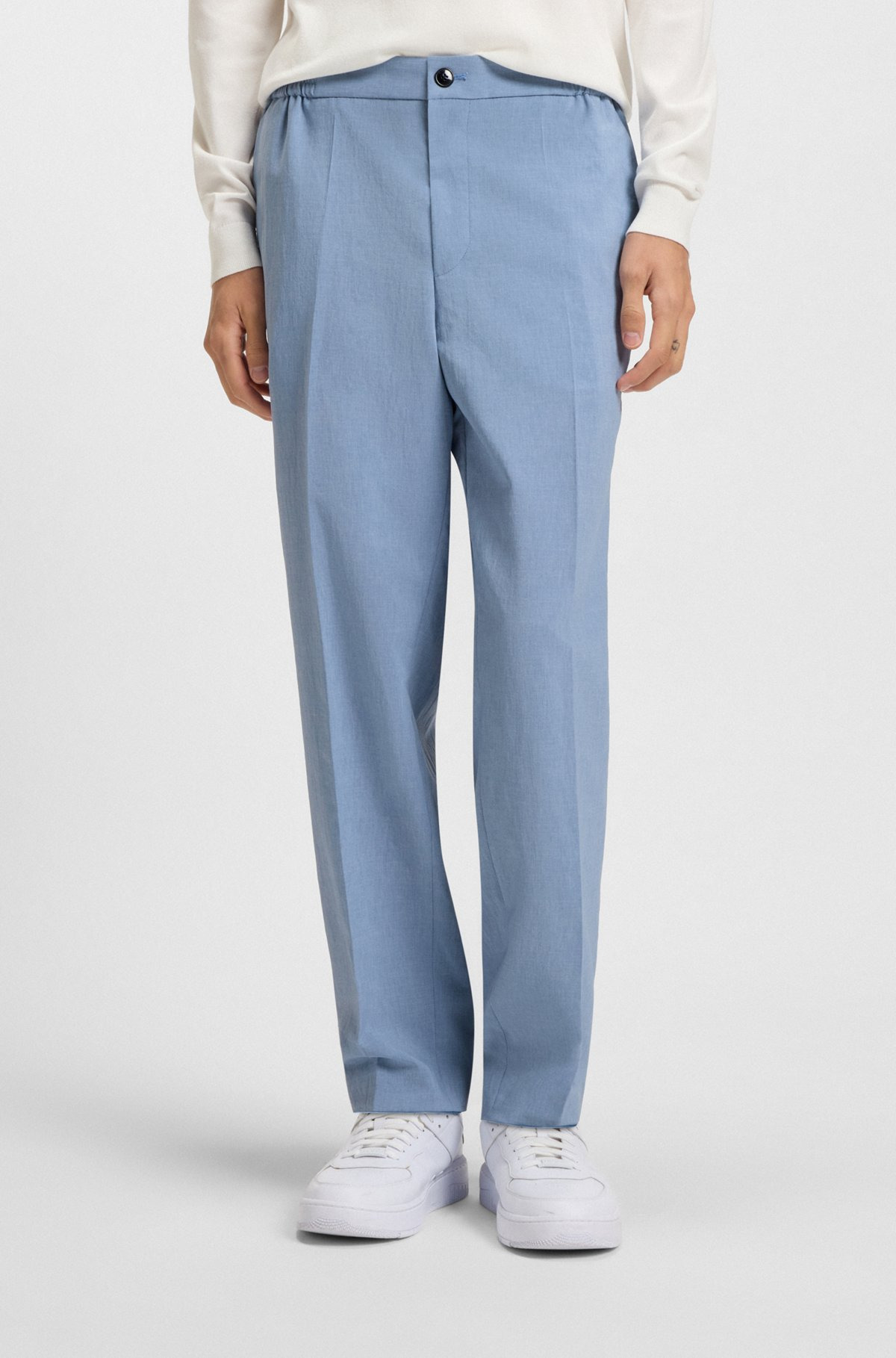 SLIM-FIT TROUSERS IN MELANGE WRINKLE-RESISTANT FABRIC - 2