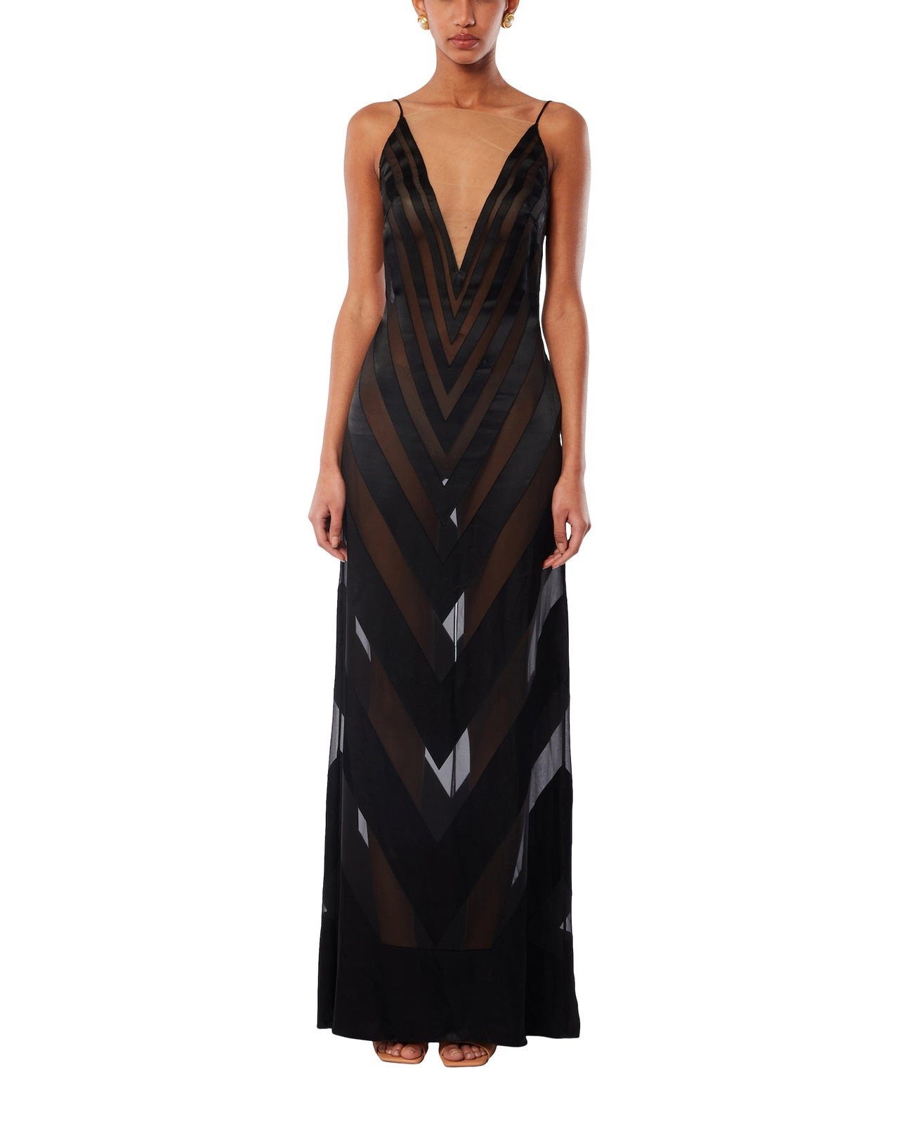 Black Silk Devore Evening Gown - 2