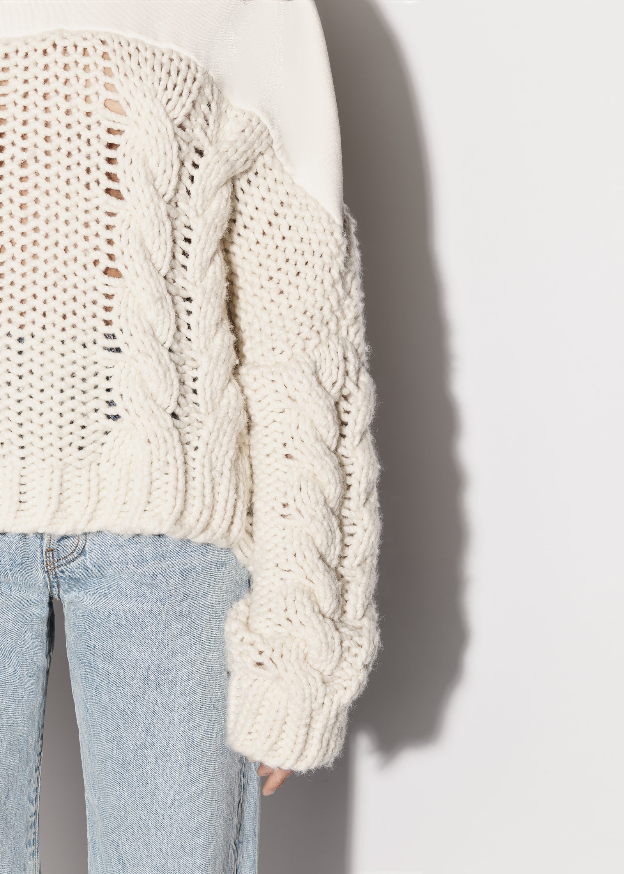 CABLE KNIT HYBRID HOODIE - 7