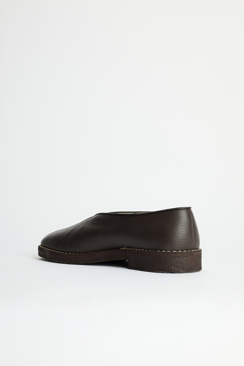 Lemaire LEMAIRE PIPED CREPE SLIPPERS DARK BROWN outlook