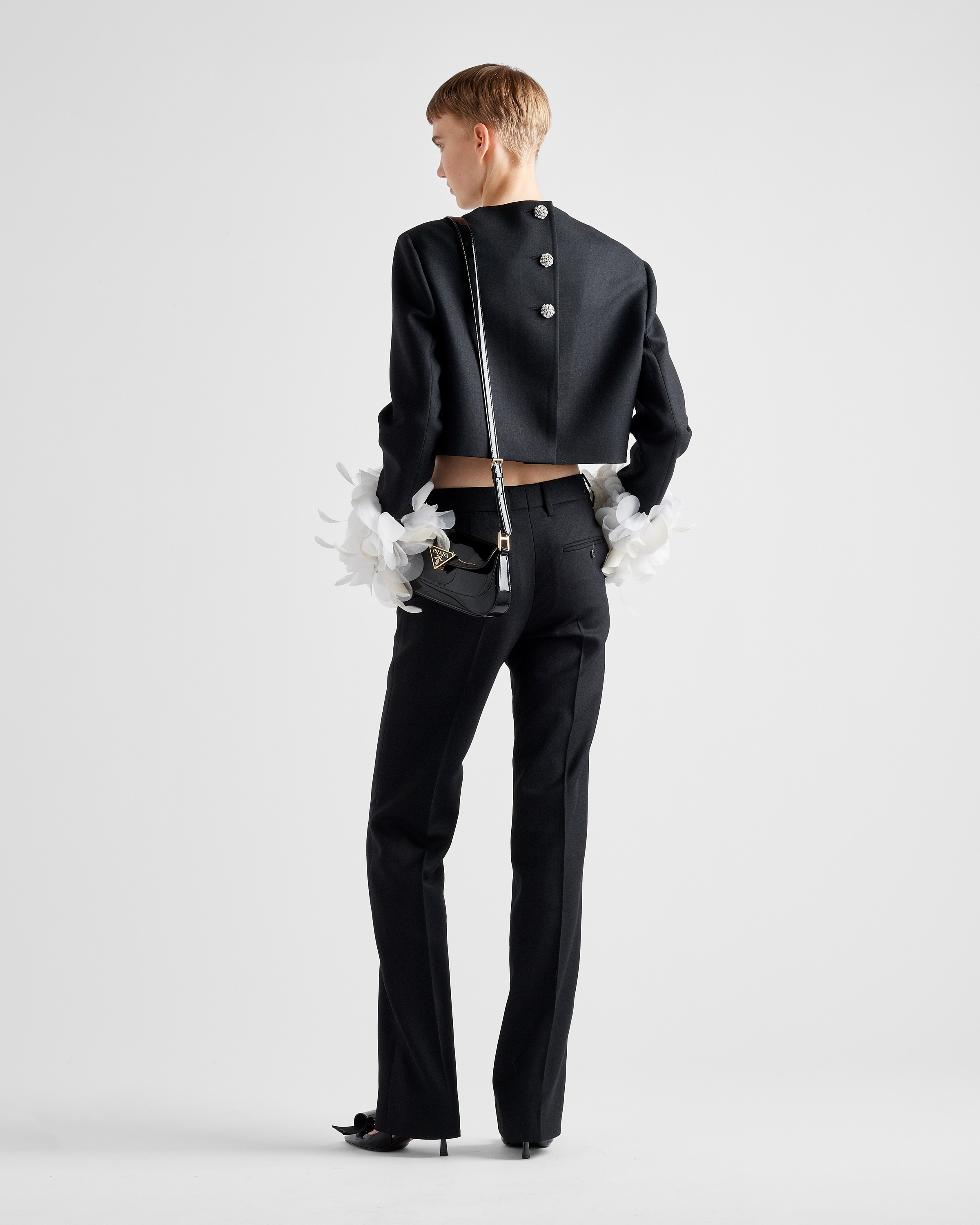Single-breasted wool jacket with feathers - 5