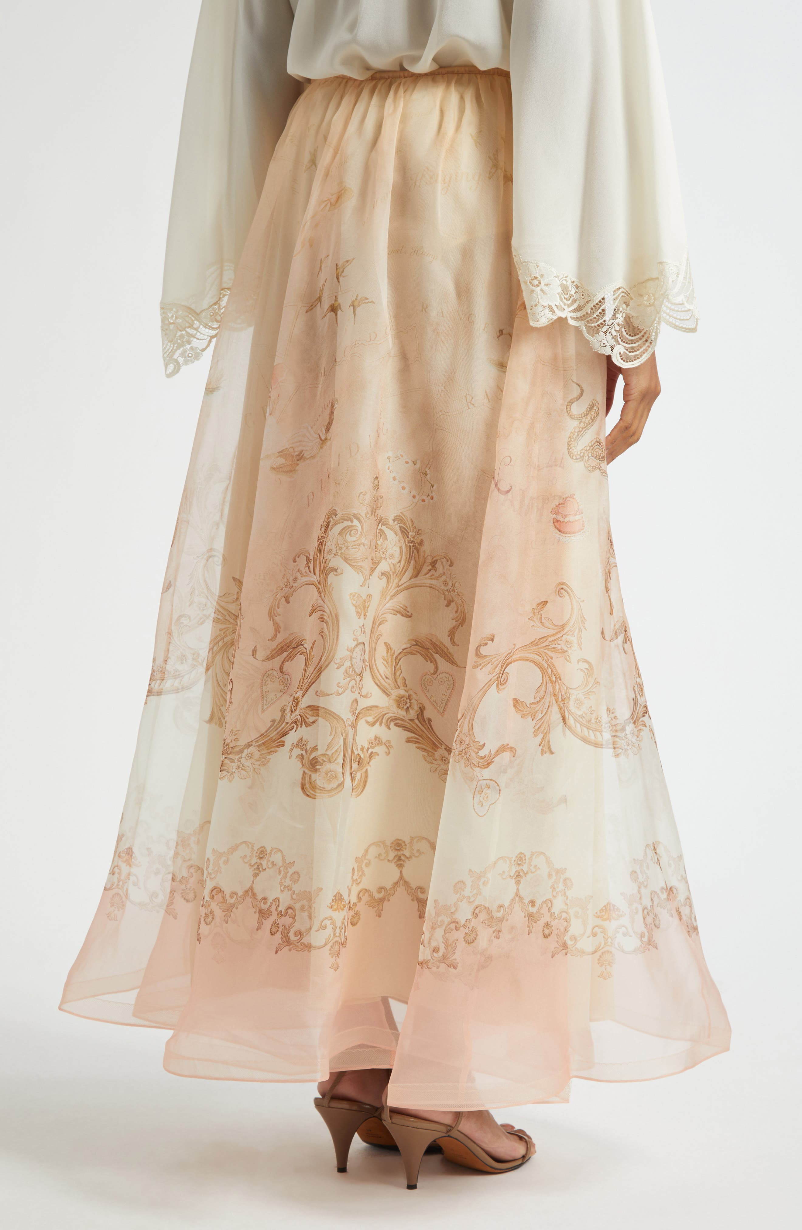 Zimmermann Hypnotic Silk Organza A-Line Skirt in Map Print at Nordstrom - 2