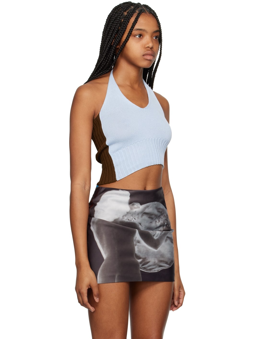 Blue & Brown Asymmetric Camisole - 2