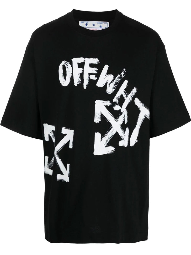 OFF-WHITE Paint Script Over T-Shirt Black - 1