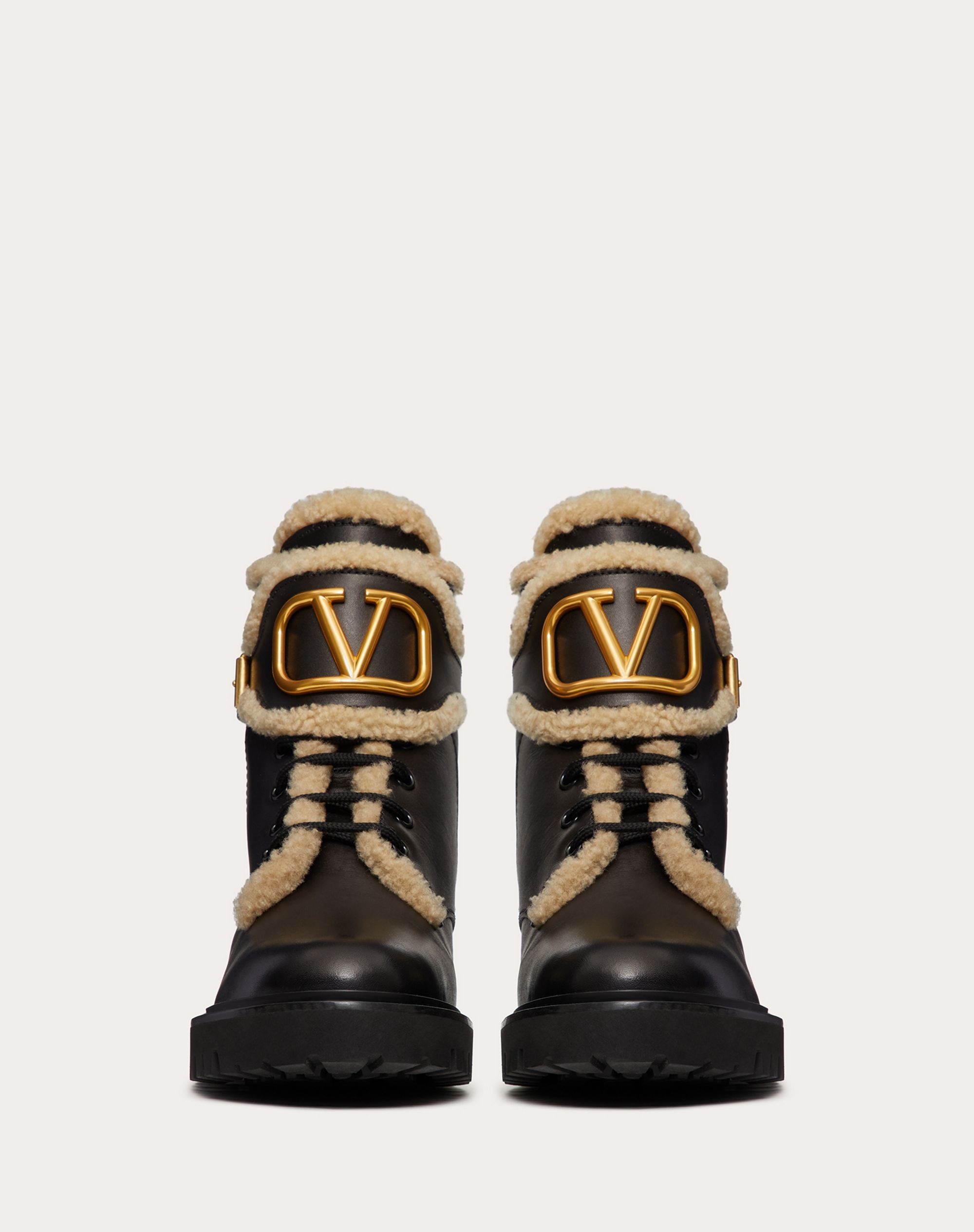 VLogo Signature Calfskin and Shearling Combat Boot 35 mm - 4