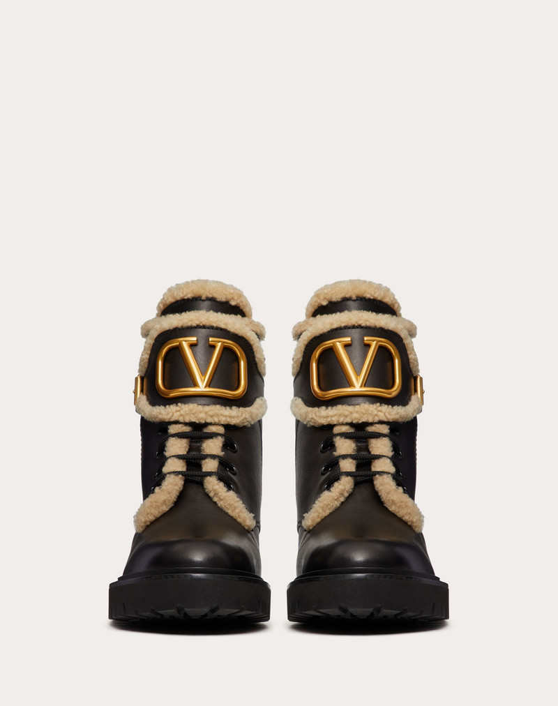 VLogo Signature Calfskin and Shearling Combat Boot 35 mm 4