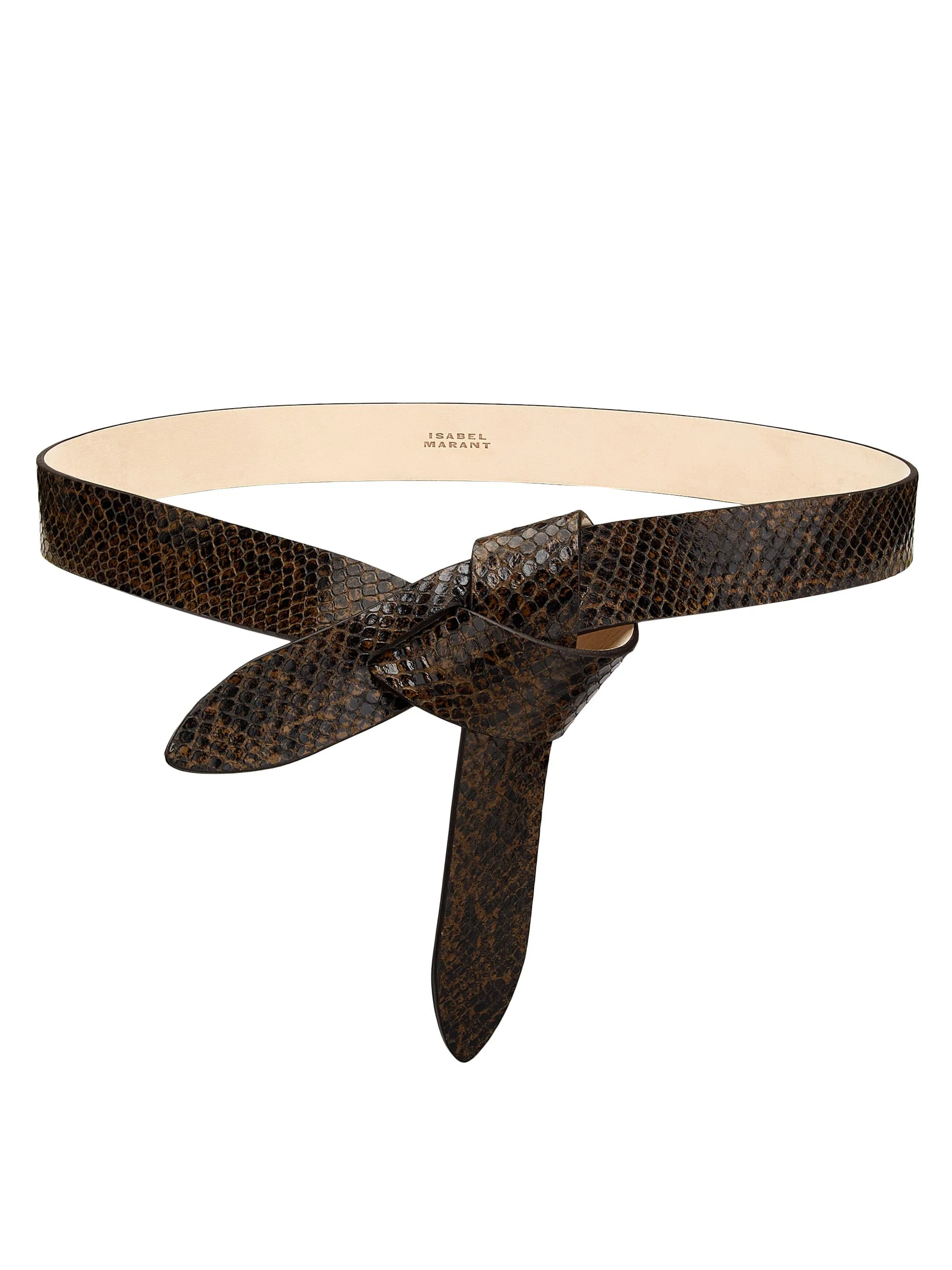 Women's Lecce Reversible Snake-Embossed Leather Belt - Mocha - 1