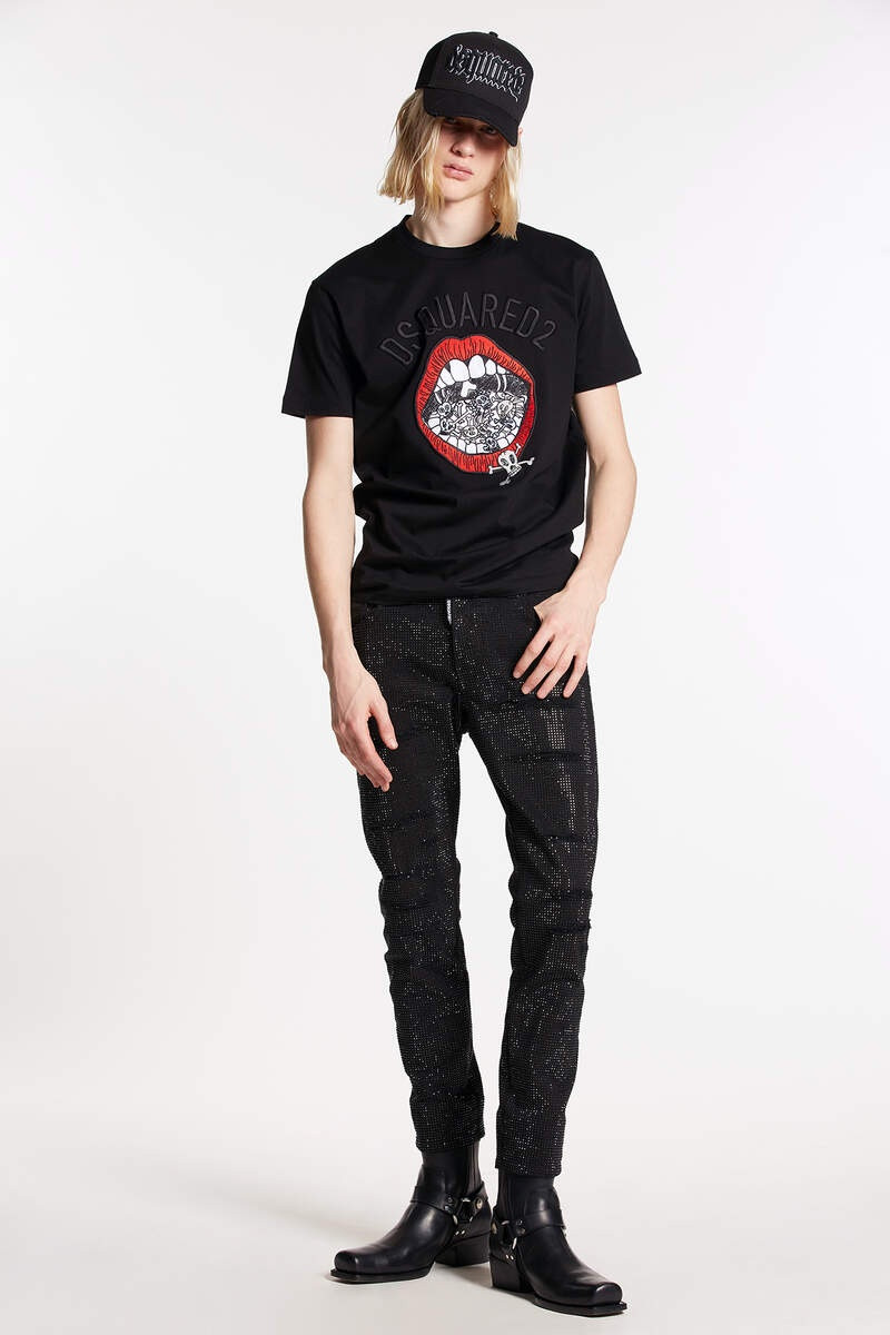 BLACK DIAMOND SCRATCHED SKATER JEANS - 1