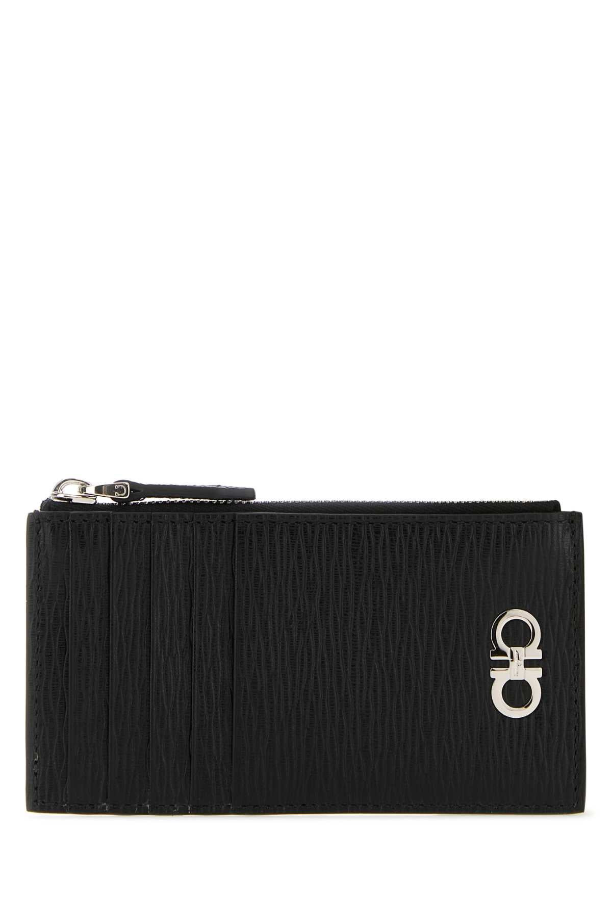 Salvatore Ferragamo Men Black Leather Gancini Card Holder - 1