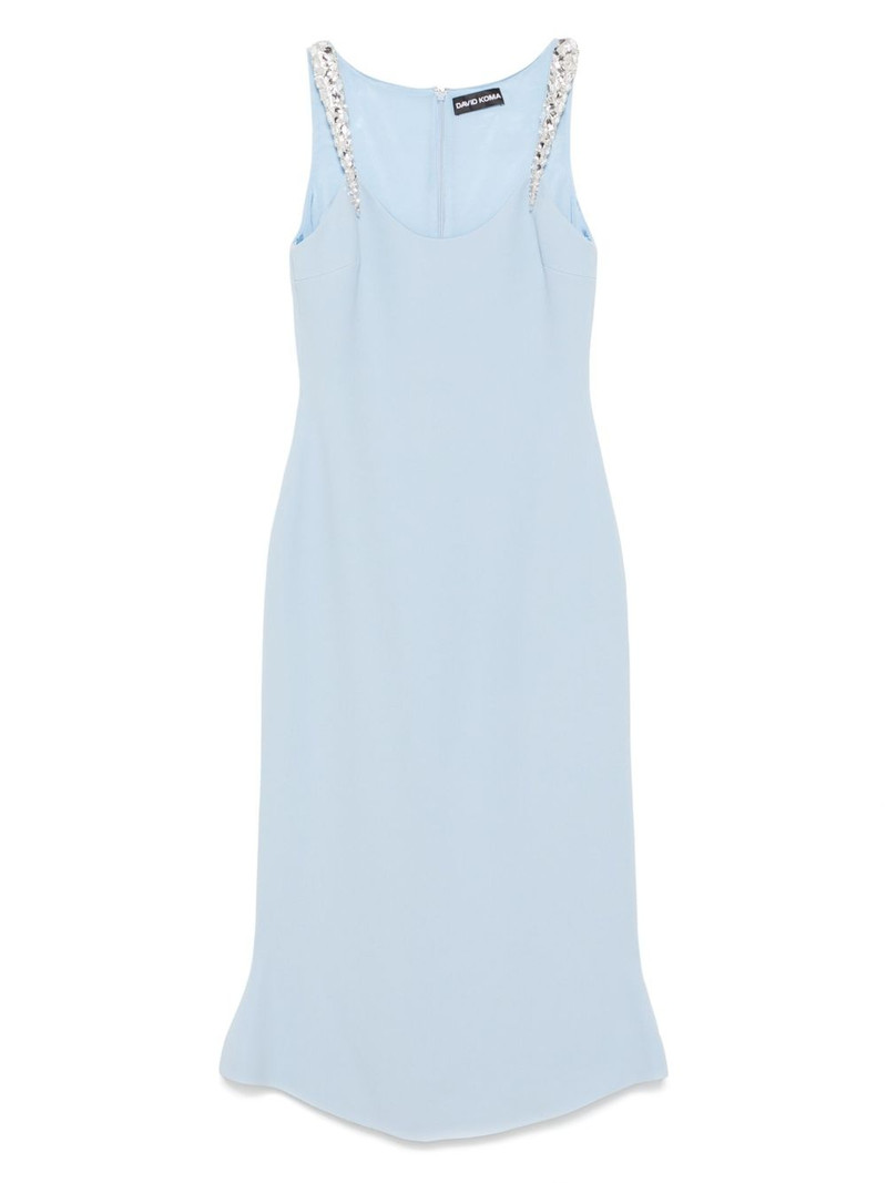 crystal claw-embroidered flounce dress 1