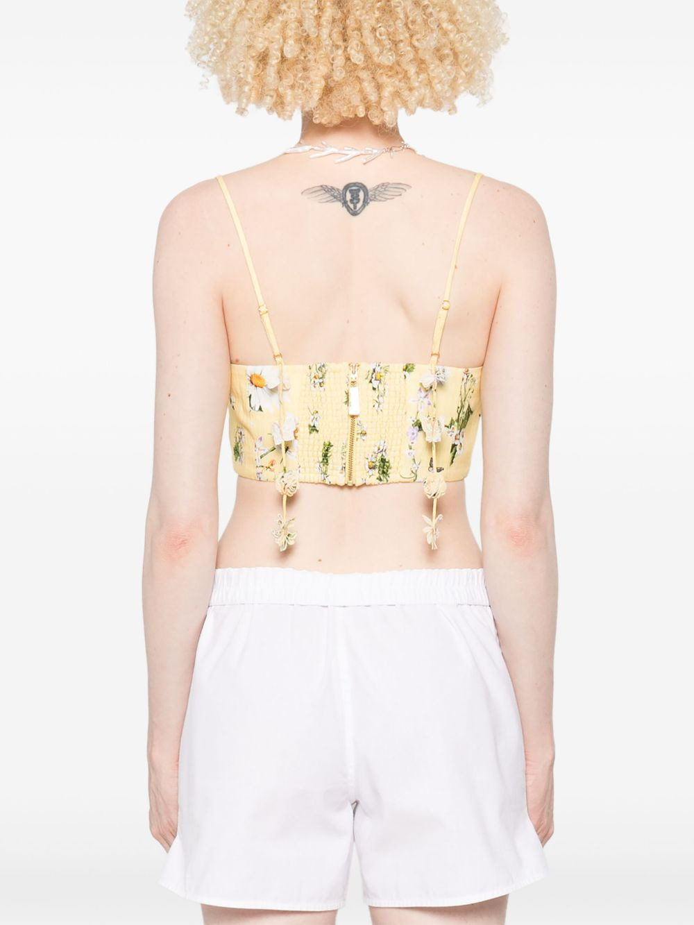 floral-print cropped top - 4